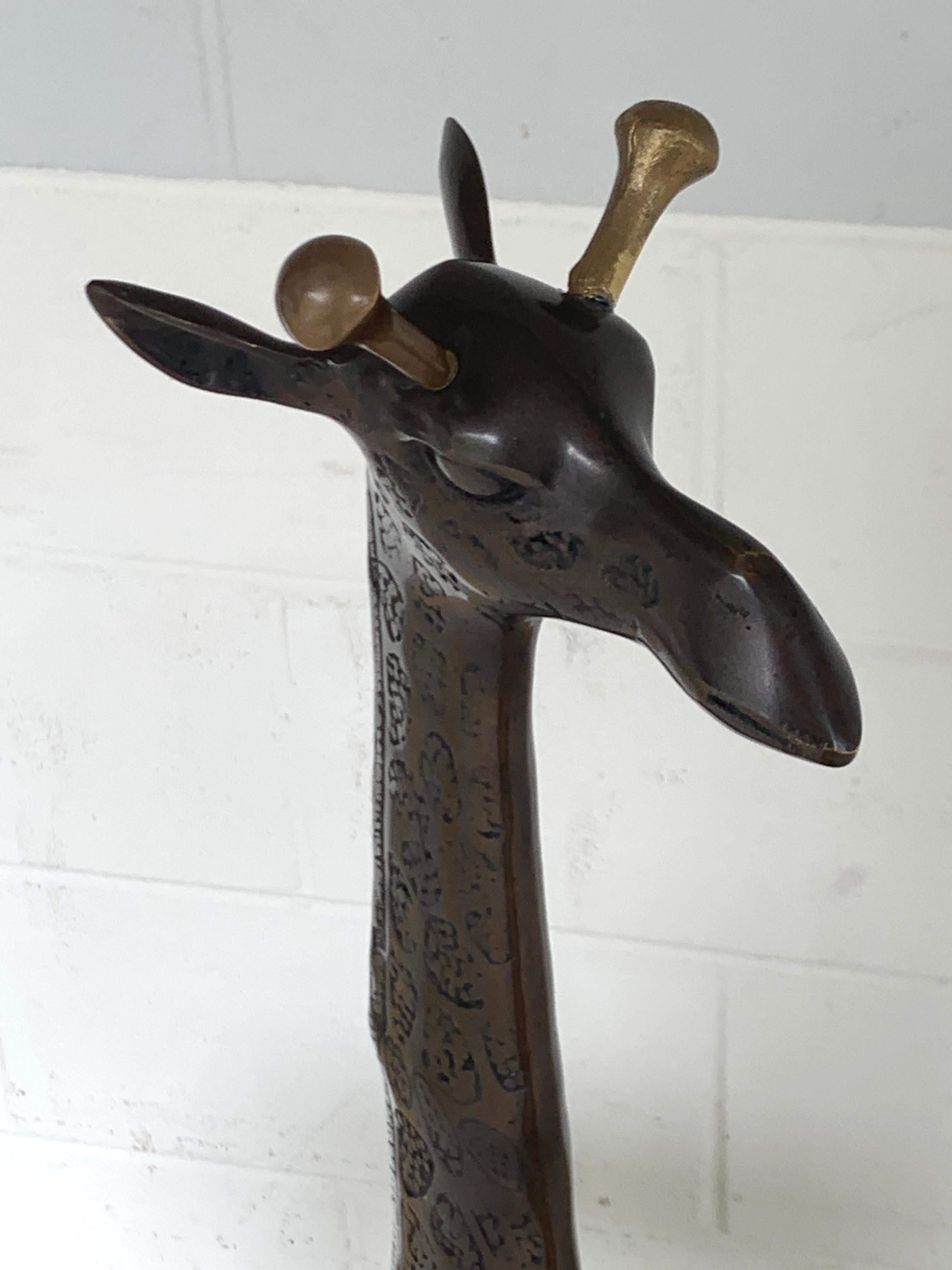 Mid-Century Modern Single Midcentury Bronze Sculpture of a Giraffe