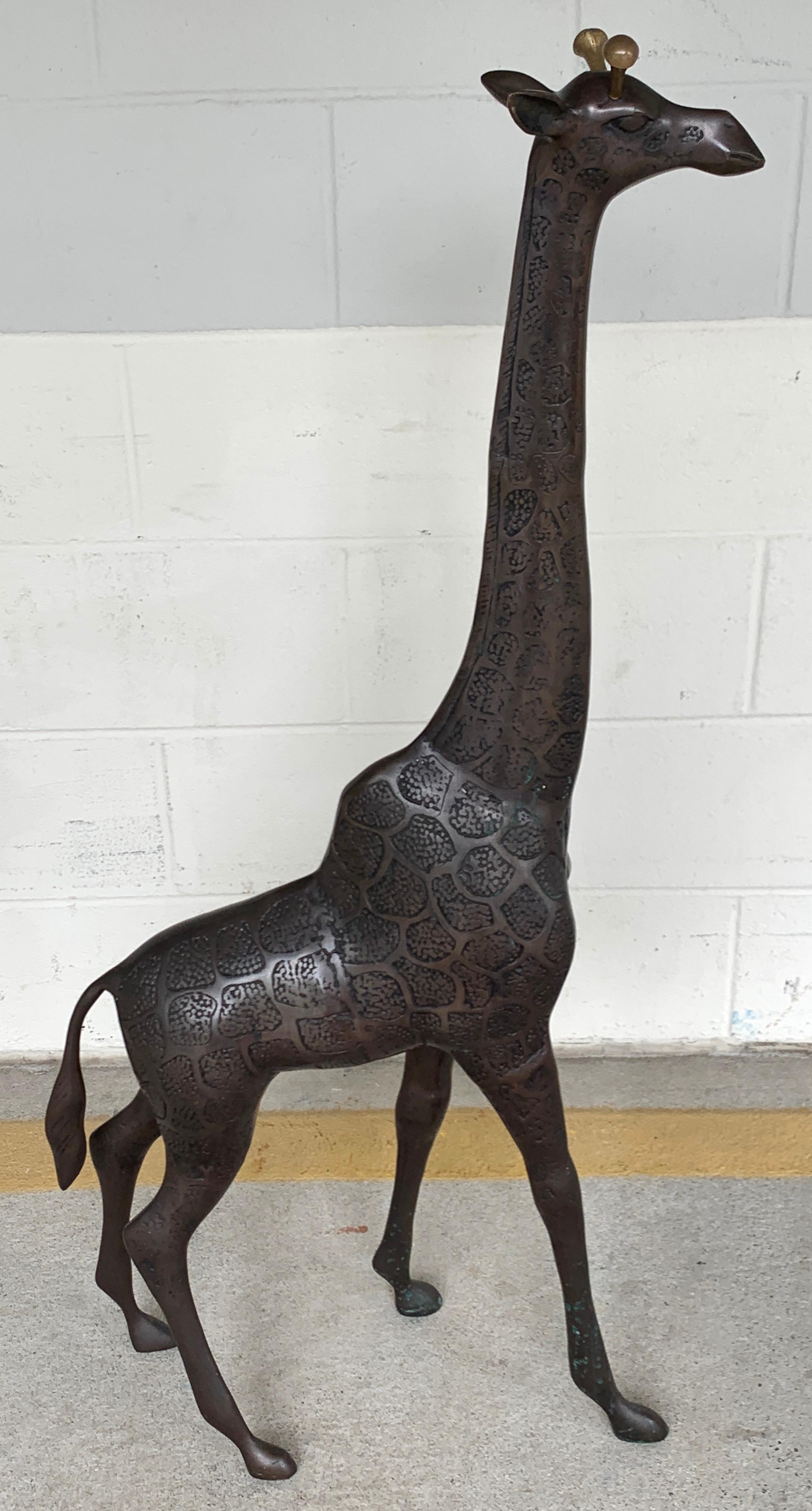 European Single Midcentury Bronze Sculpture of a Giraffe