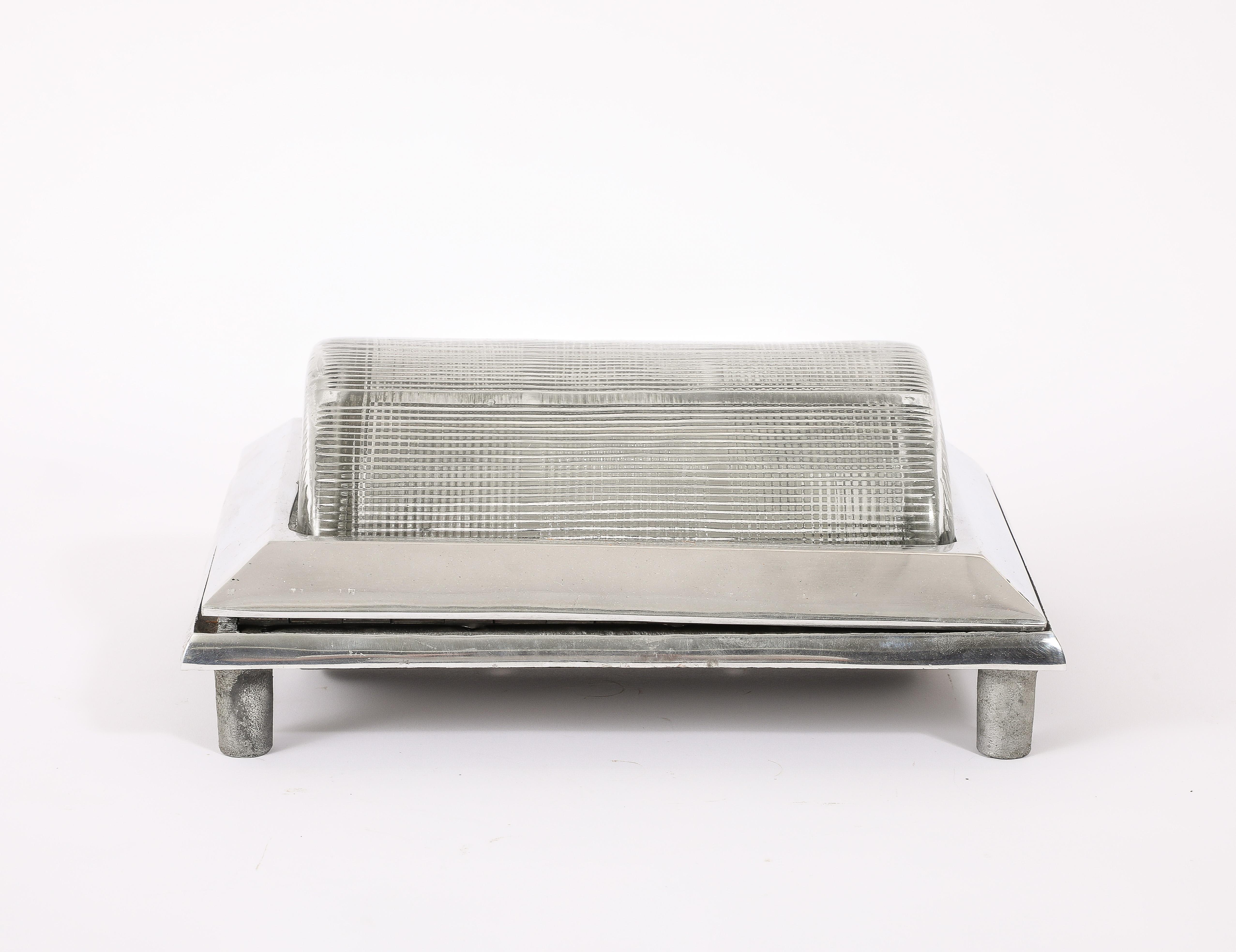 Mid-20th Century Single Mid-Century French Silver Metal Cast Glass Wall Sconce, 1950's France For Sale