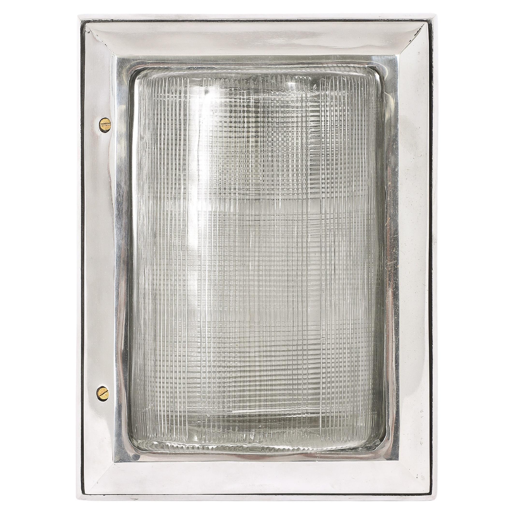 Single Mid-Century French Silver Metal Cast Glass Wall Sconce, 1950's France