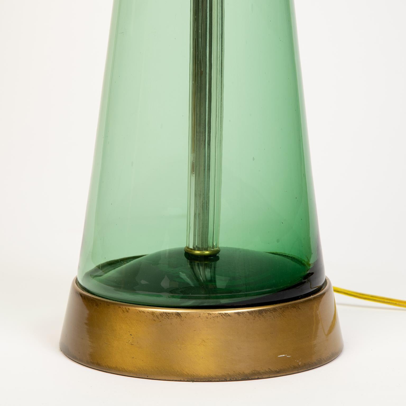 American Single Midcentury Glass Lamp Attributed to Blenko Glass