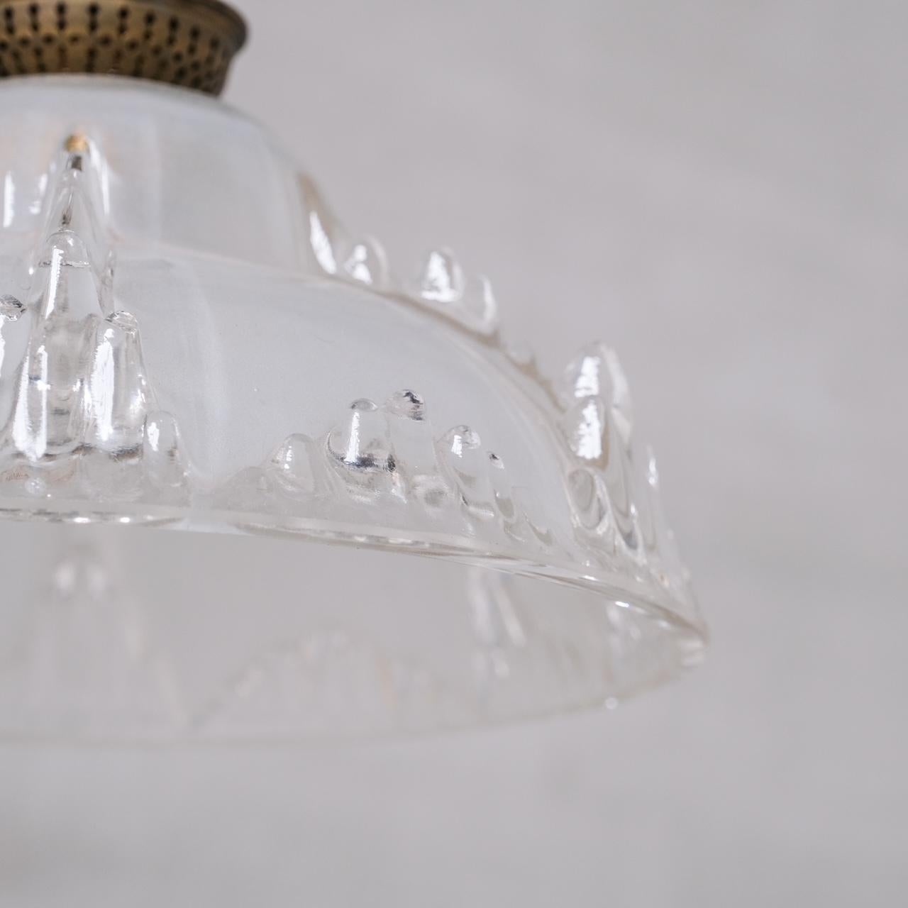 Single Mid-Century 'Ice' Glass Pendant Light For Sale 1