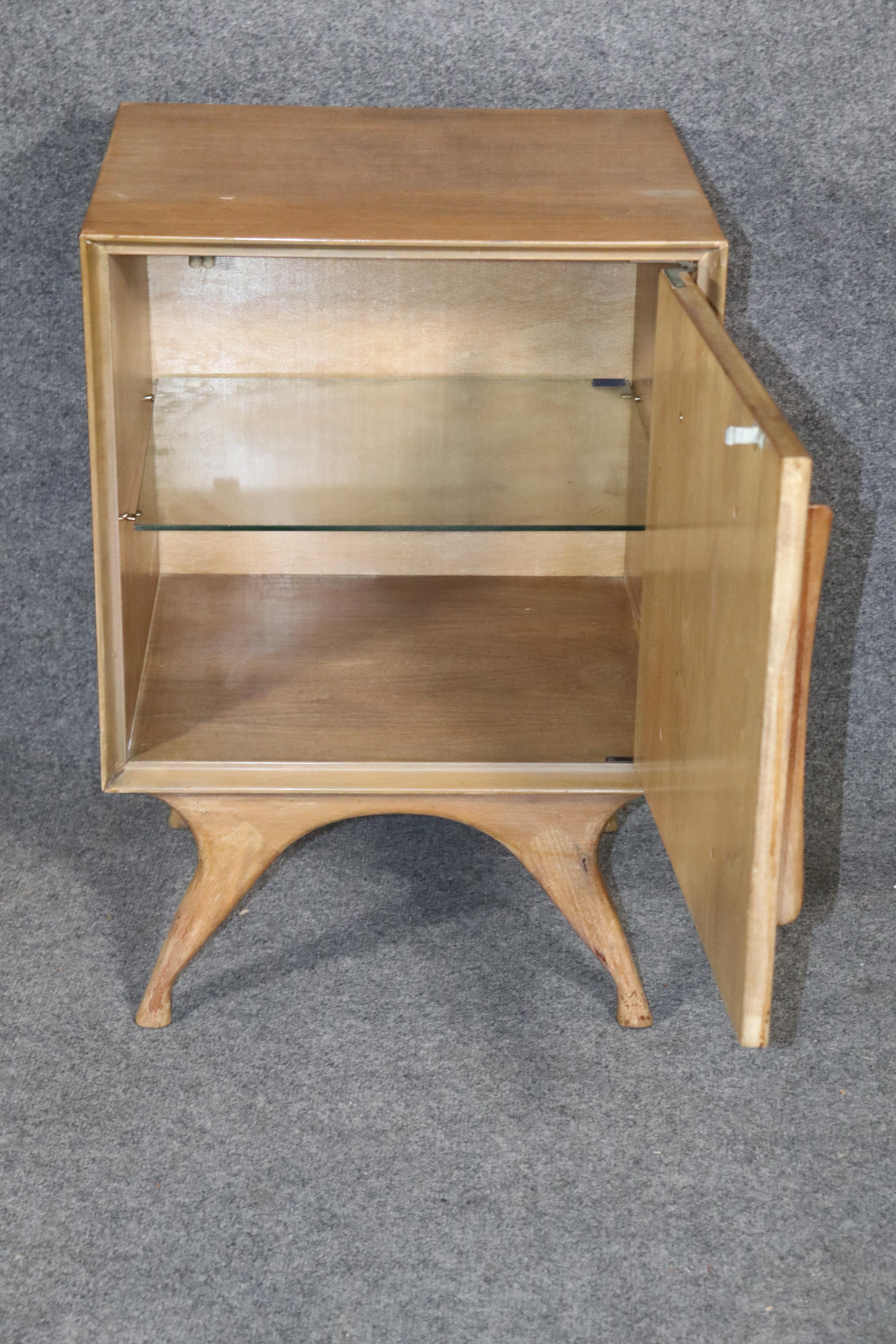 Wood Single Mid-Century Sculptural Nightstand For Sale