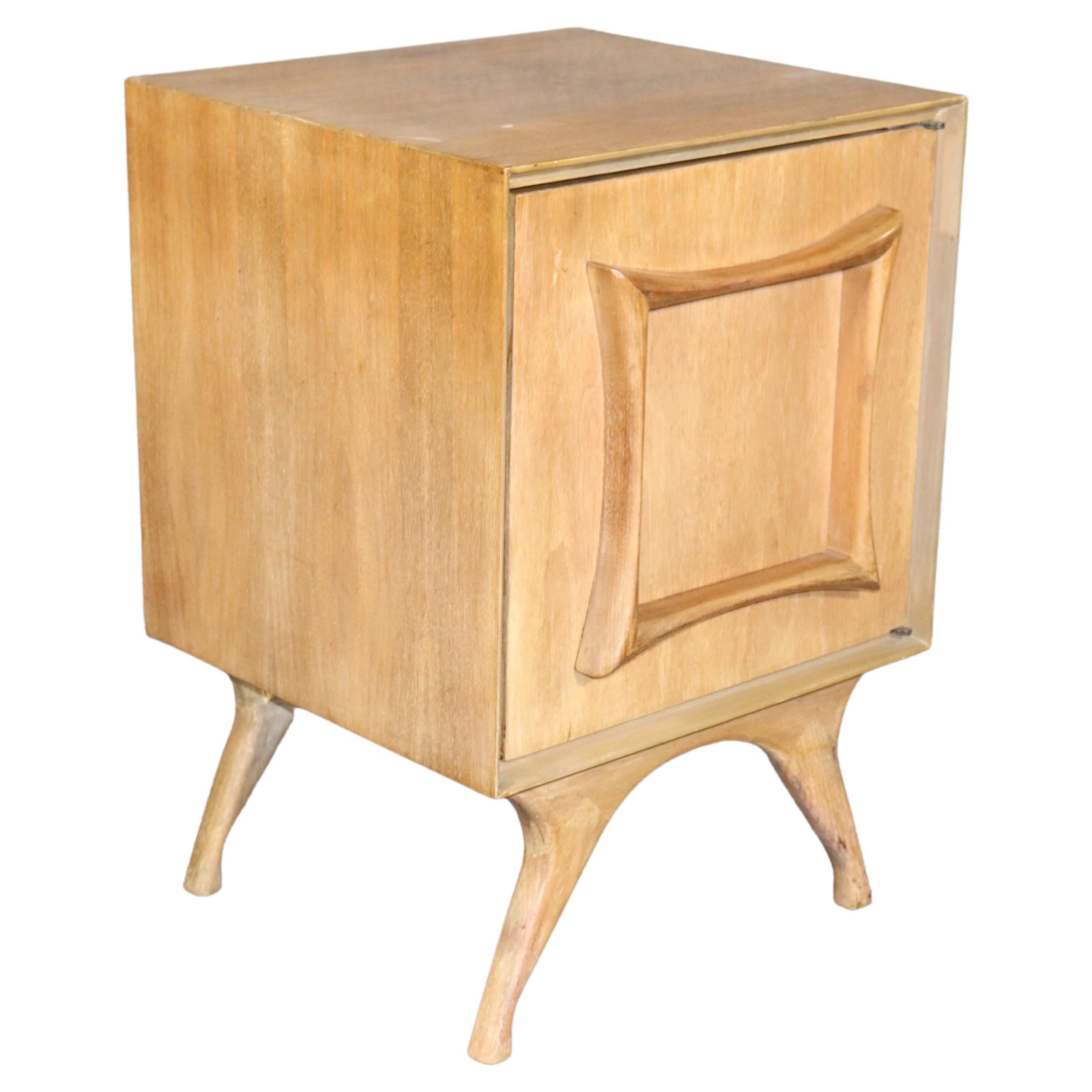 Single Mid-Century Sculptural Nightstand For Sale