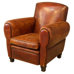 Single mid century leather club chair