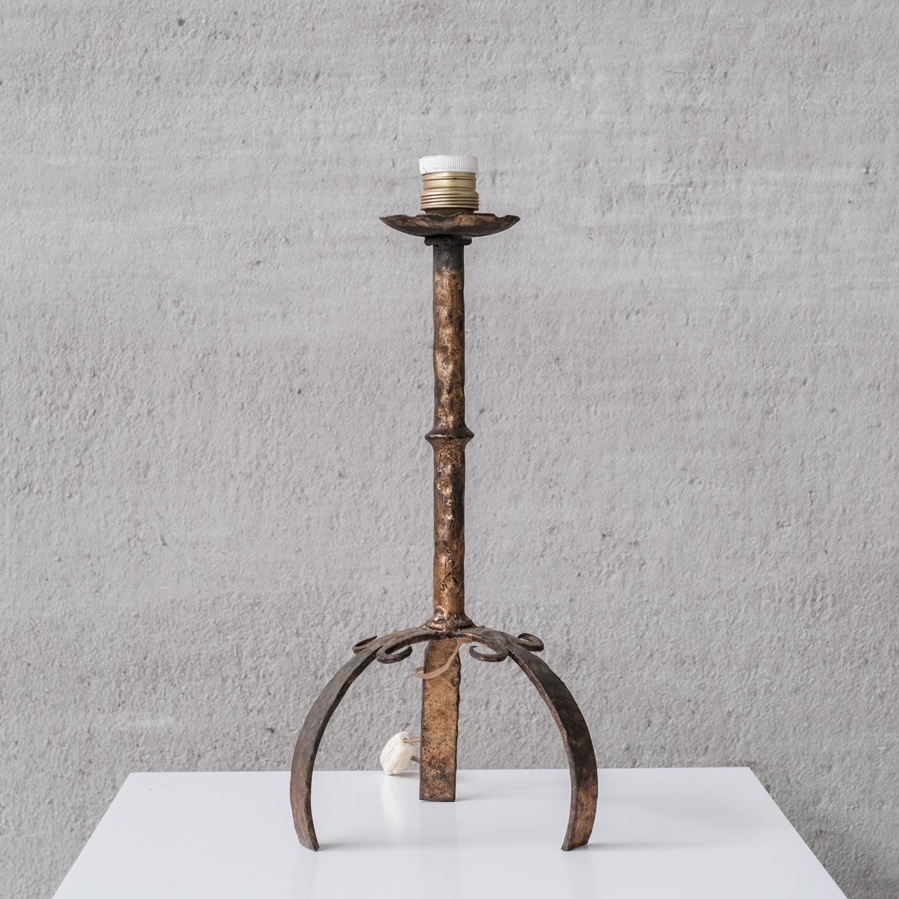 Mid-20th Century Single Mid-Century Metal Spanish Table Lamp For Sale
