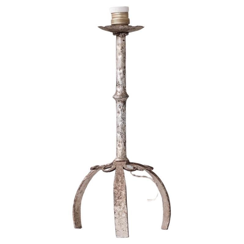 Single Mid-Century Metal Spanish Table Lamp For Sale