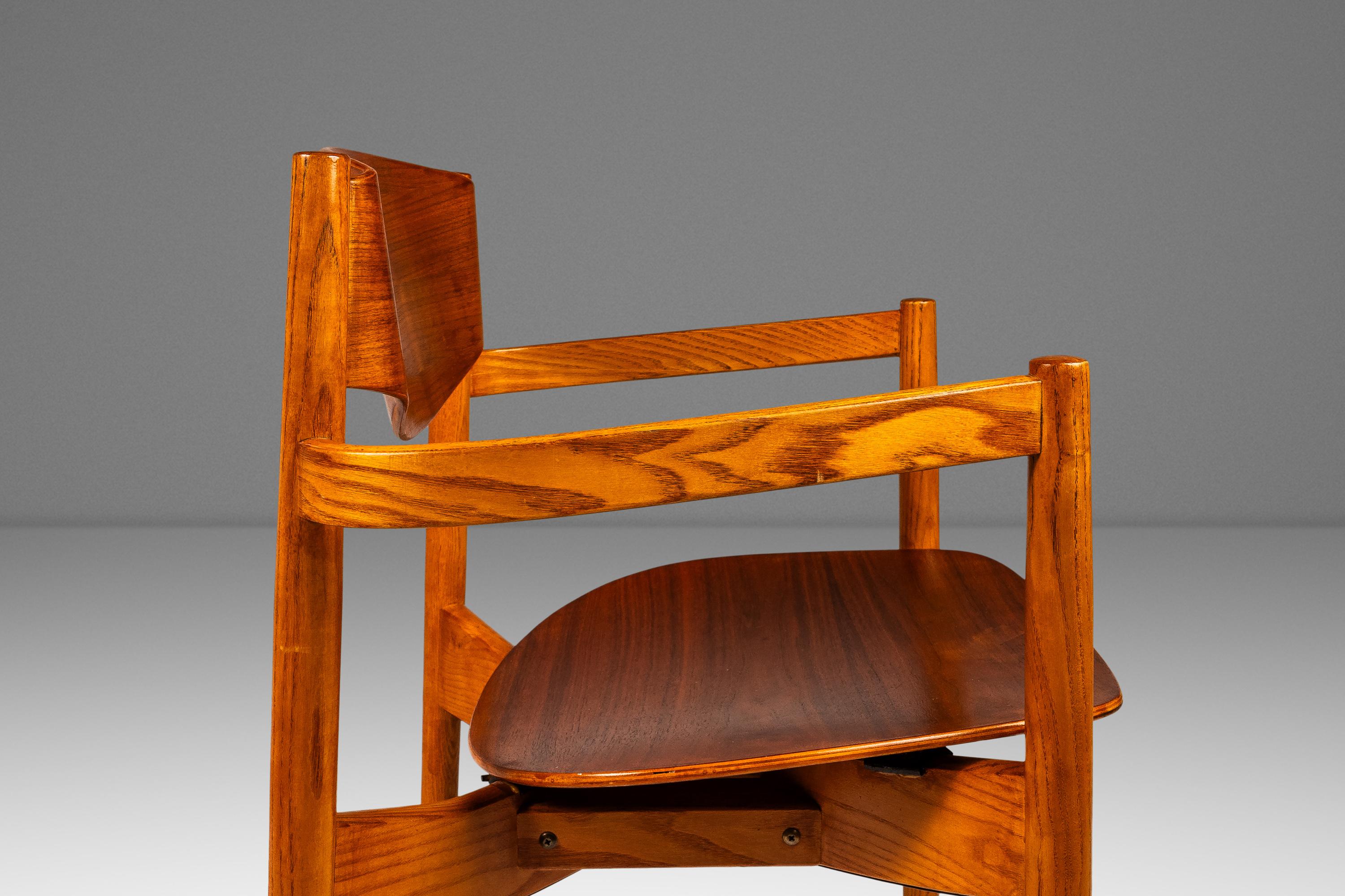 Single Mid-Century Modern Chair in Oak & Walnut  by Jens Risom, USA, c. 1960s For Sale 8