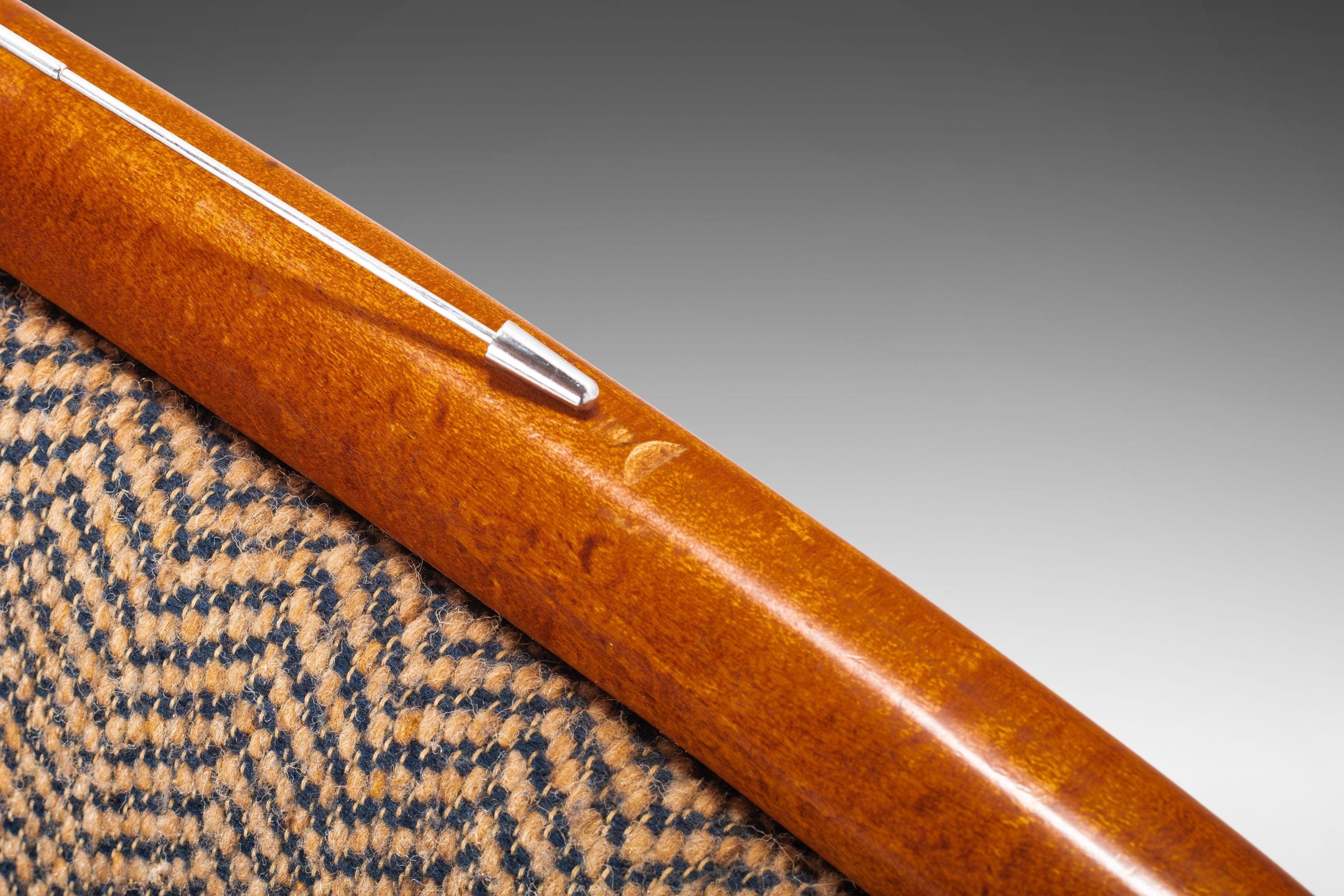 Silla Pretzel Individual Moderna de Mitad de Siglo en Roble y Tweed Original (3 Disponibles) en venta 5