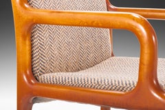 Single Mid Century Modern Pretzel Chair in Oak and Original Tweed (3 Available)