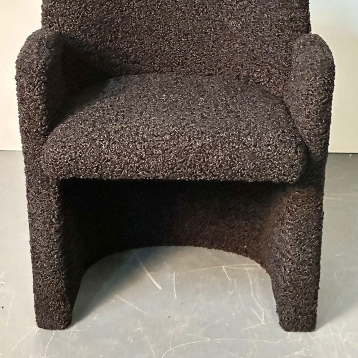 Single Mid-Century Modern Style Arm / Lounge Chair, Black Bouclé, Organic Form For Sale 4