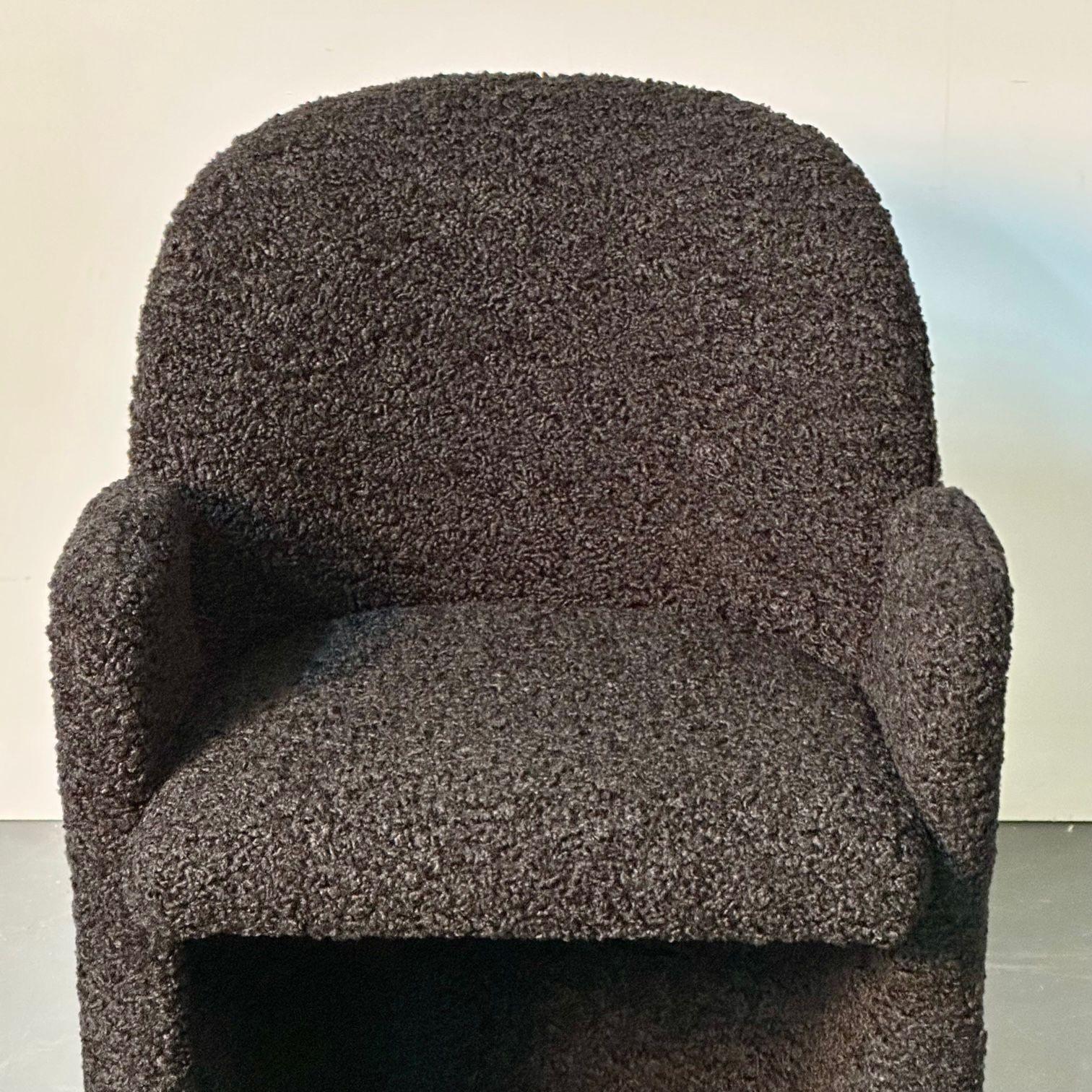 Single Mid-Century Modern Style Arm / Lounge Chair, Black Bouclé, Organic Form For Sale 5