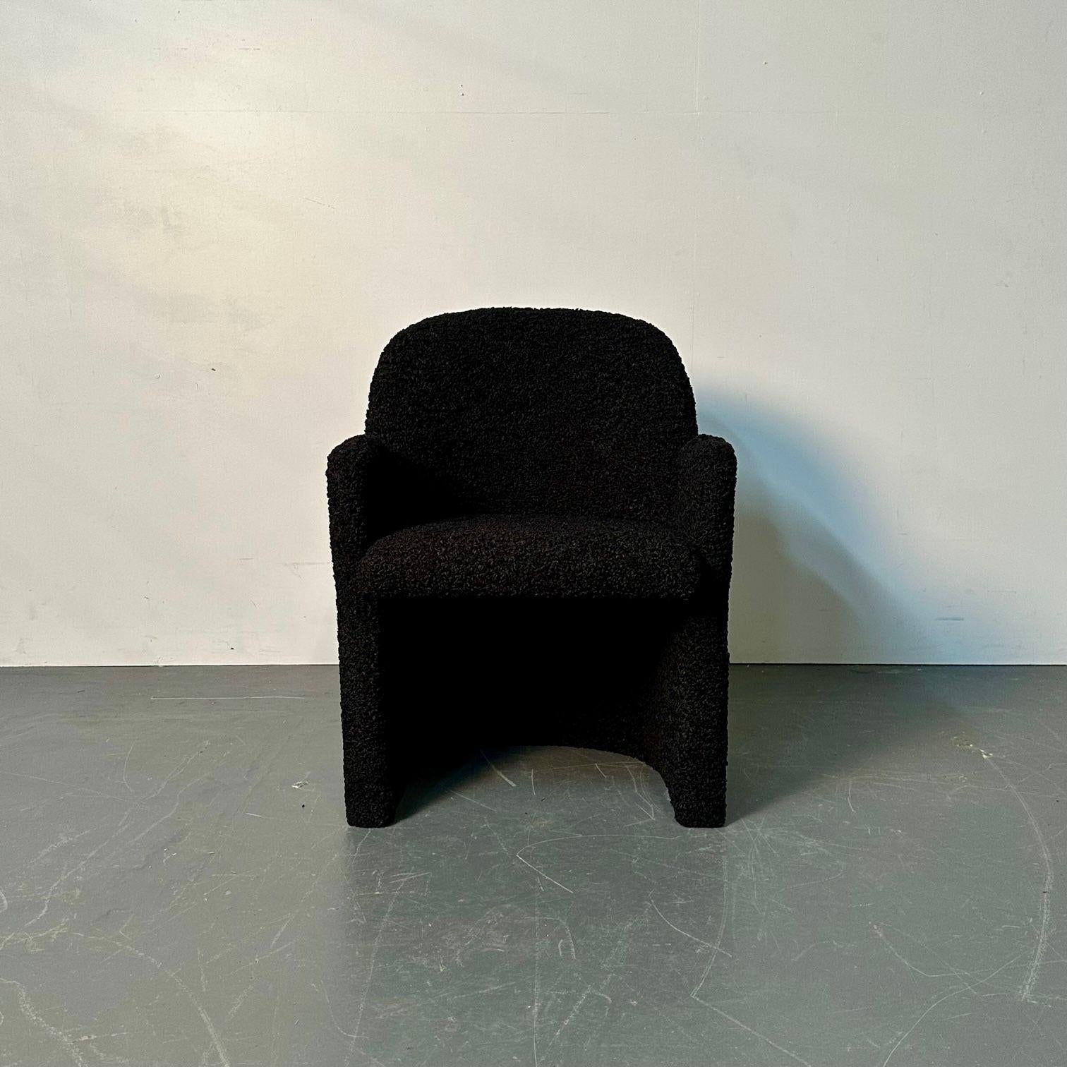 Single Mid-Century Modern Style Arm / Lounge Chair, Black Bouclé, Organic Form For Sale 2