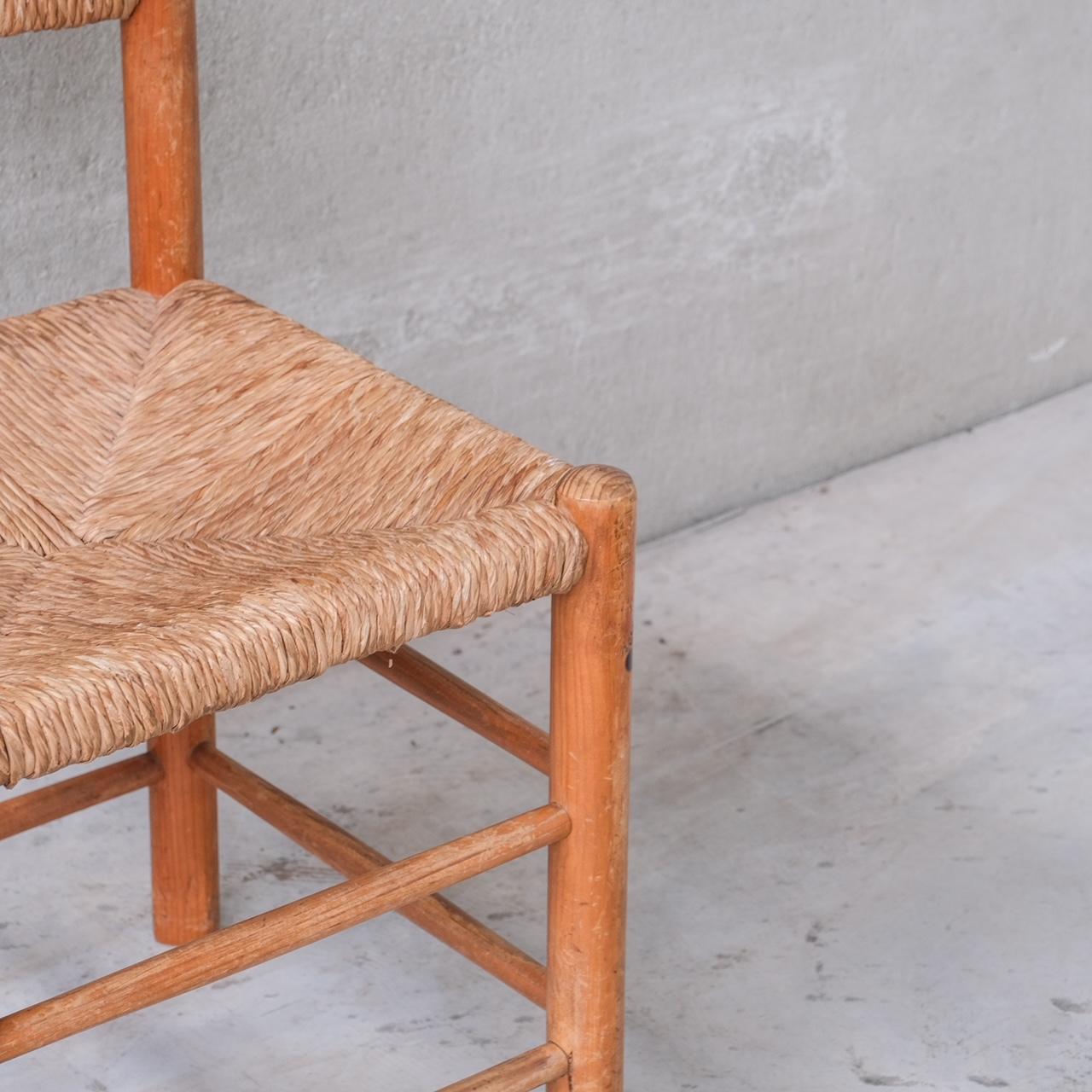 Single Mid-Century Rush Chair by Ate van Apeldoorn for Houtwerk Hattem For Sale 1