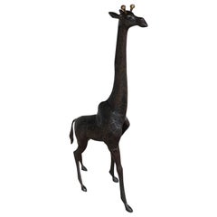 Single Midcentury Bronze Sculpture of a Giraffe