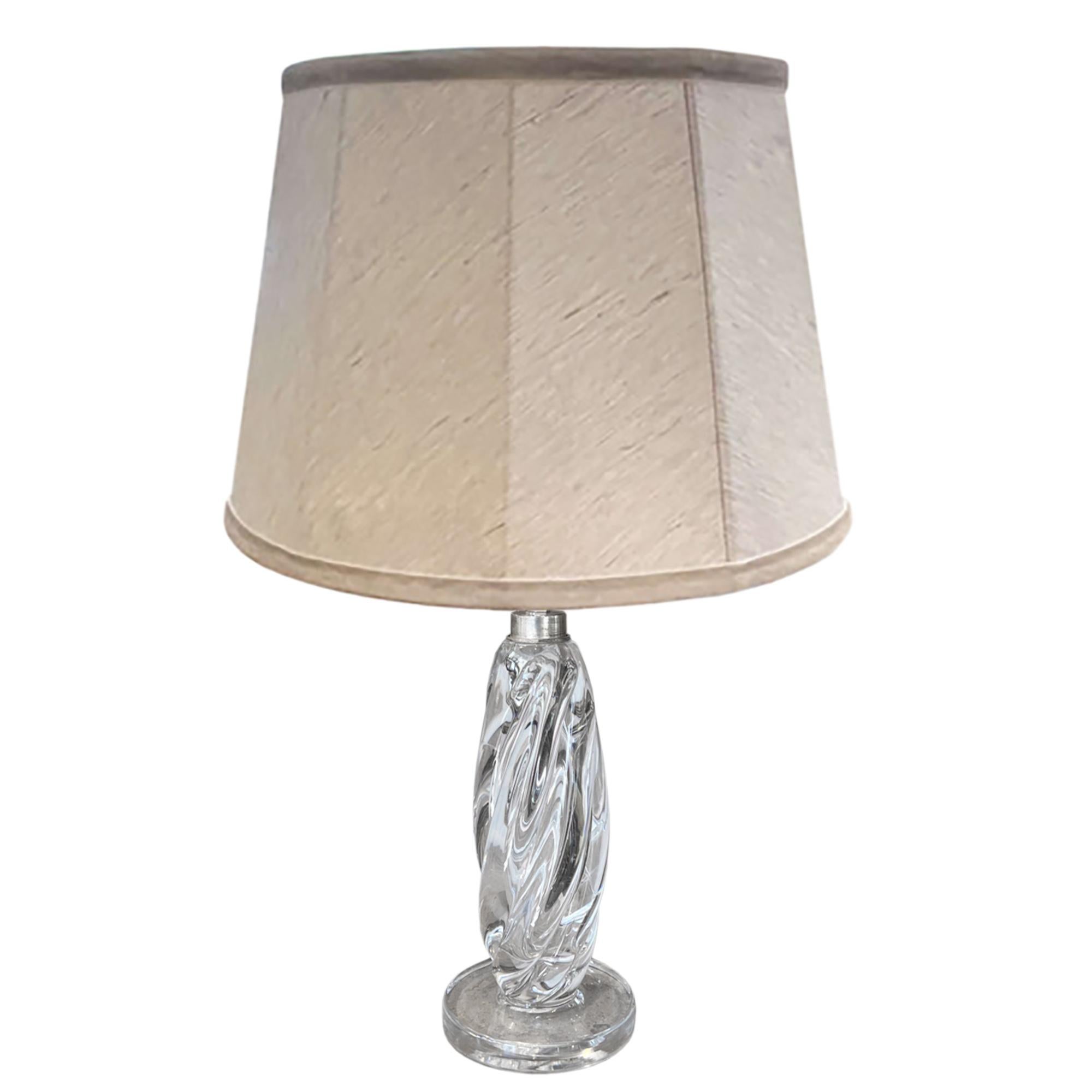 Mid-Century Modern Single Midcentury Clear Glass Val Saint Lambert Table Lamp For Sale