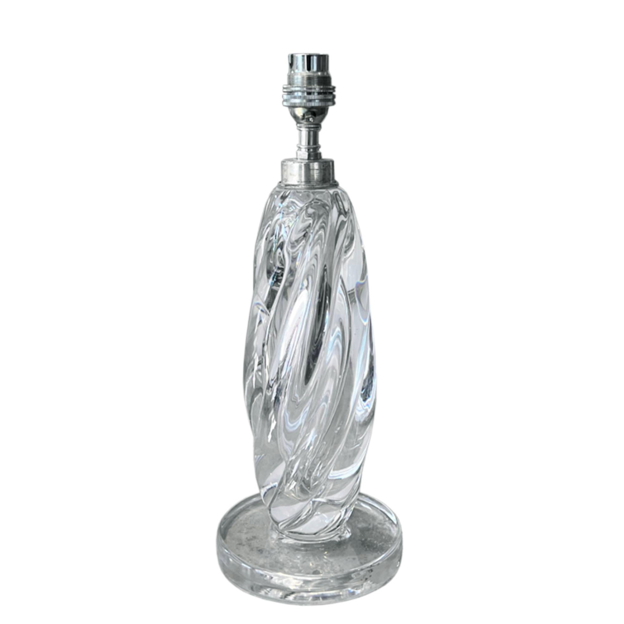 Hand-Crafted Single Midcentury Clear Glass Val Saint Lambert Table Lamp For Sale