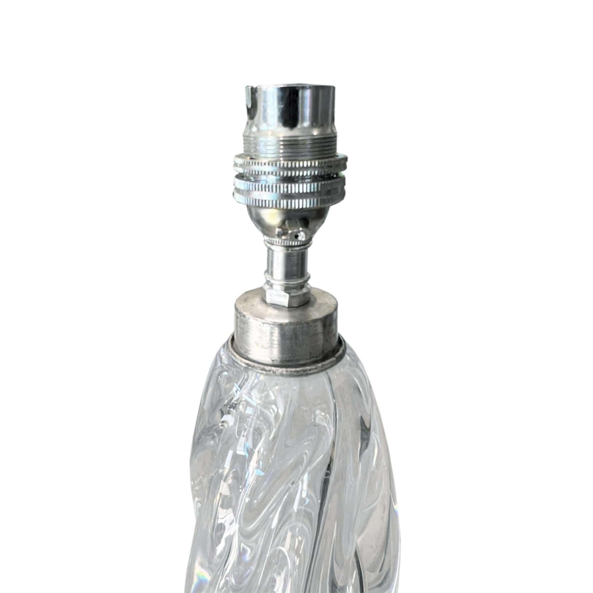 Mid-20th Century Single Midcentury Clear Glass Val Saint Lambert Table Lamp For Sale