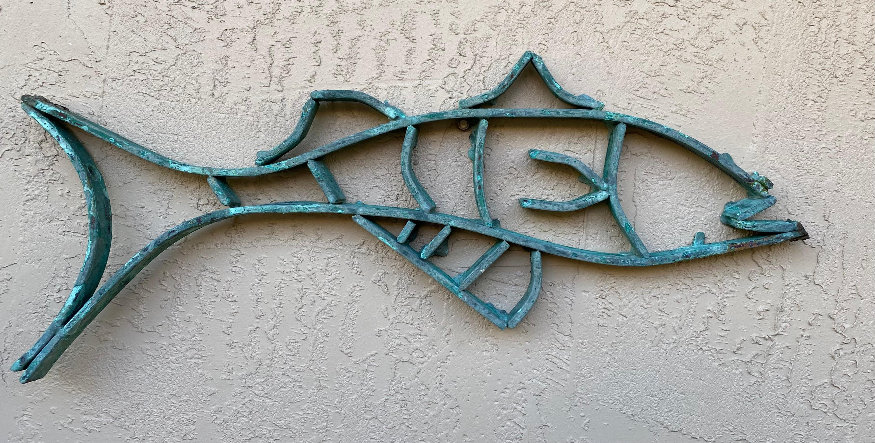 Single Midcentury Copper Fish Sculpture For Sale 4