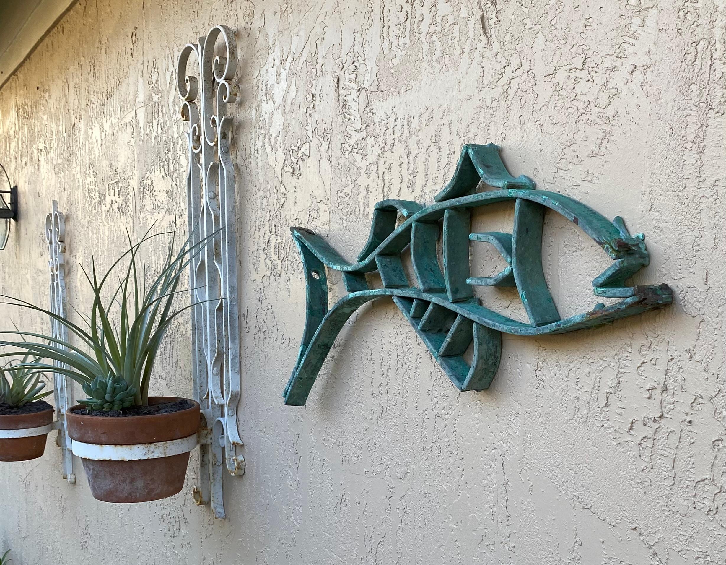 Mid-20th Century Single Midcentury Copper Fish Sculpture For Sale