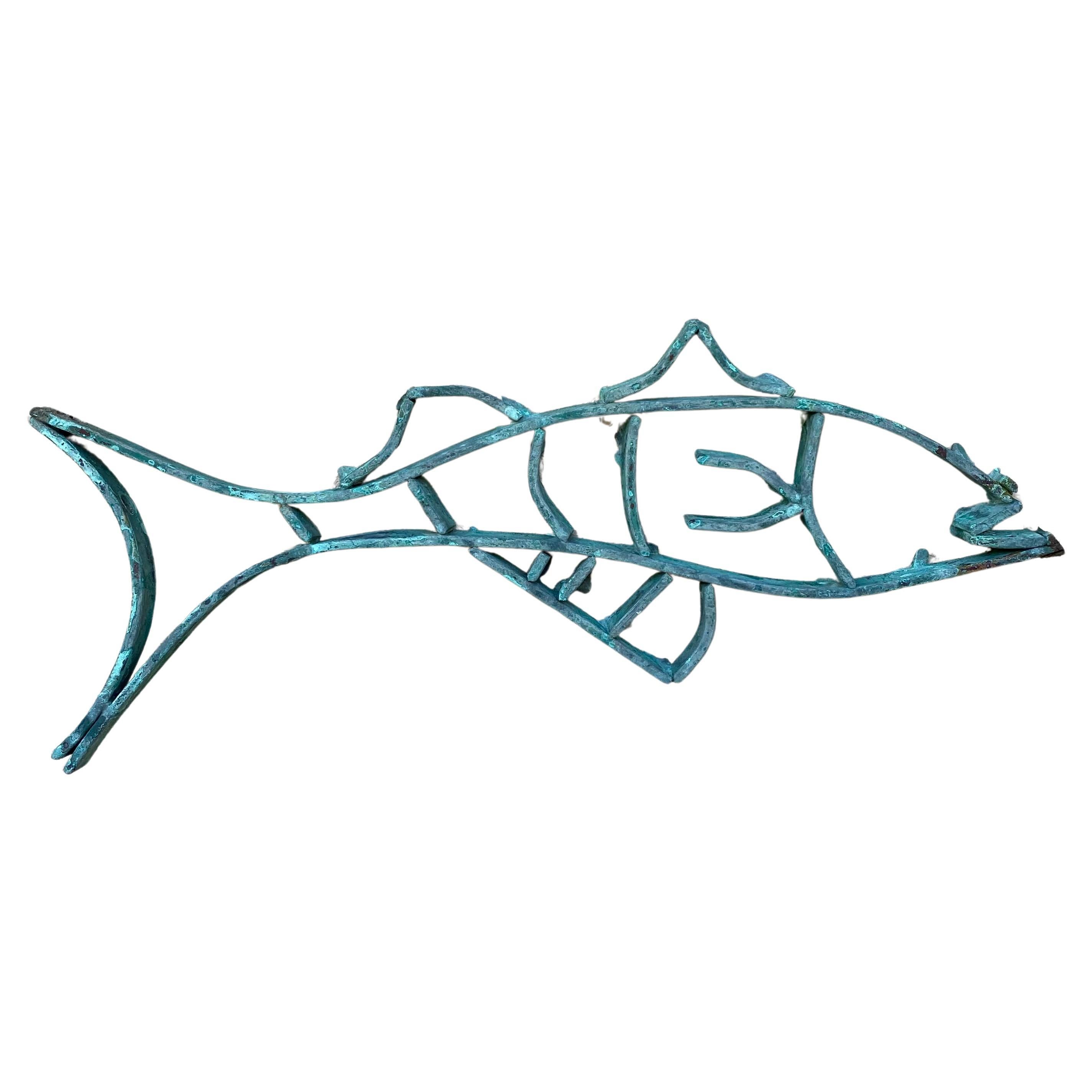 Sculpture de poisson en cuivre du milieu du siècle