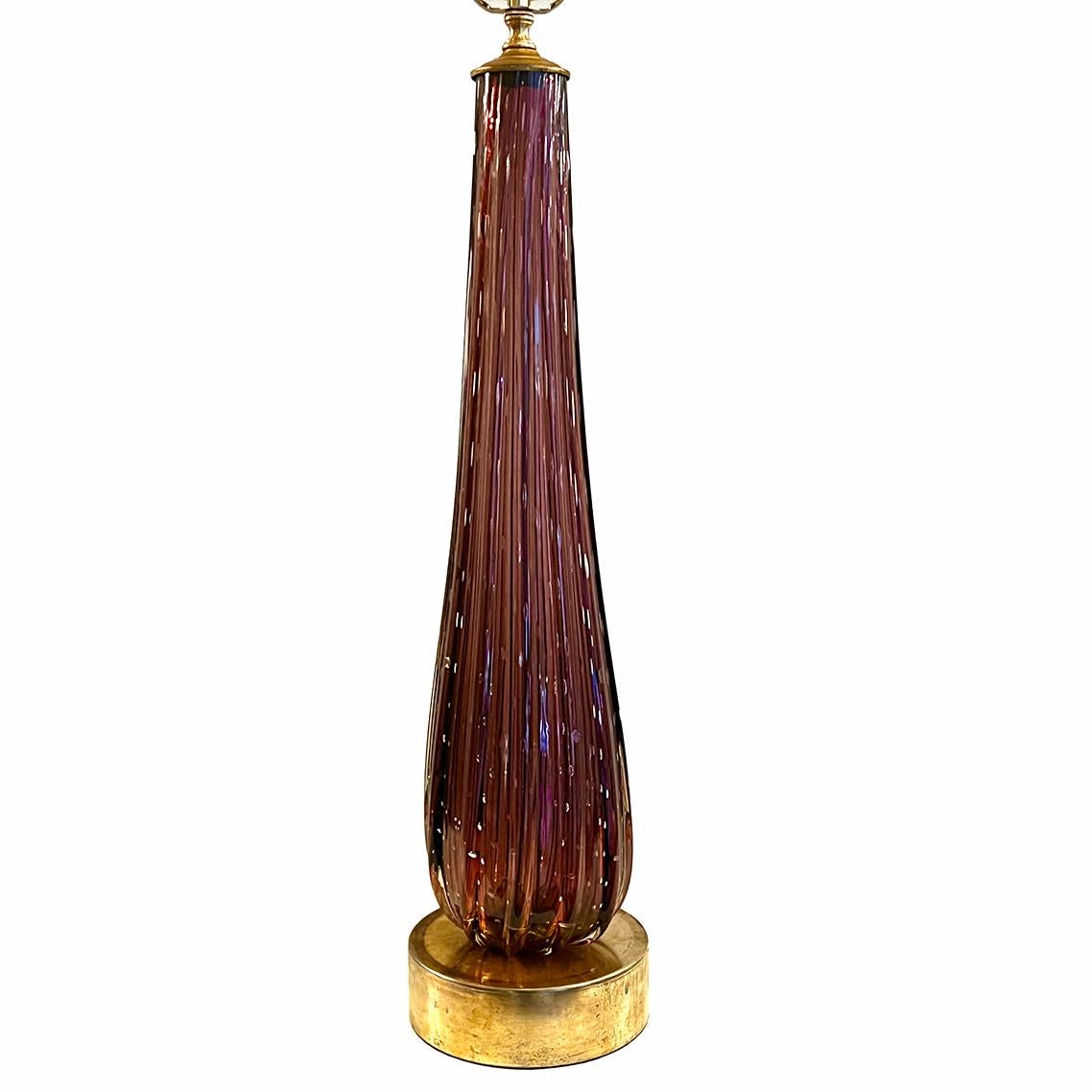 A circa 1960's Italian amethyst Murano glass table lamp.

Measurements:
Height of body: 25