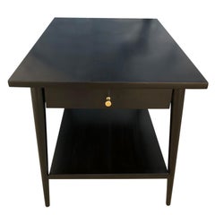 Single Midcentury Paul McCobb #1587 Nightstand Black Finish Brass Knob End Table