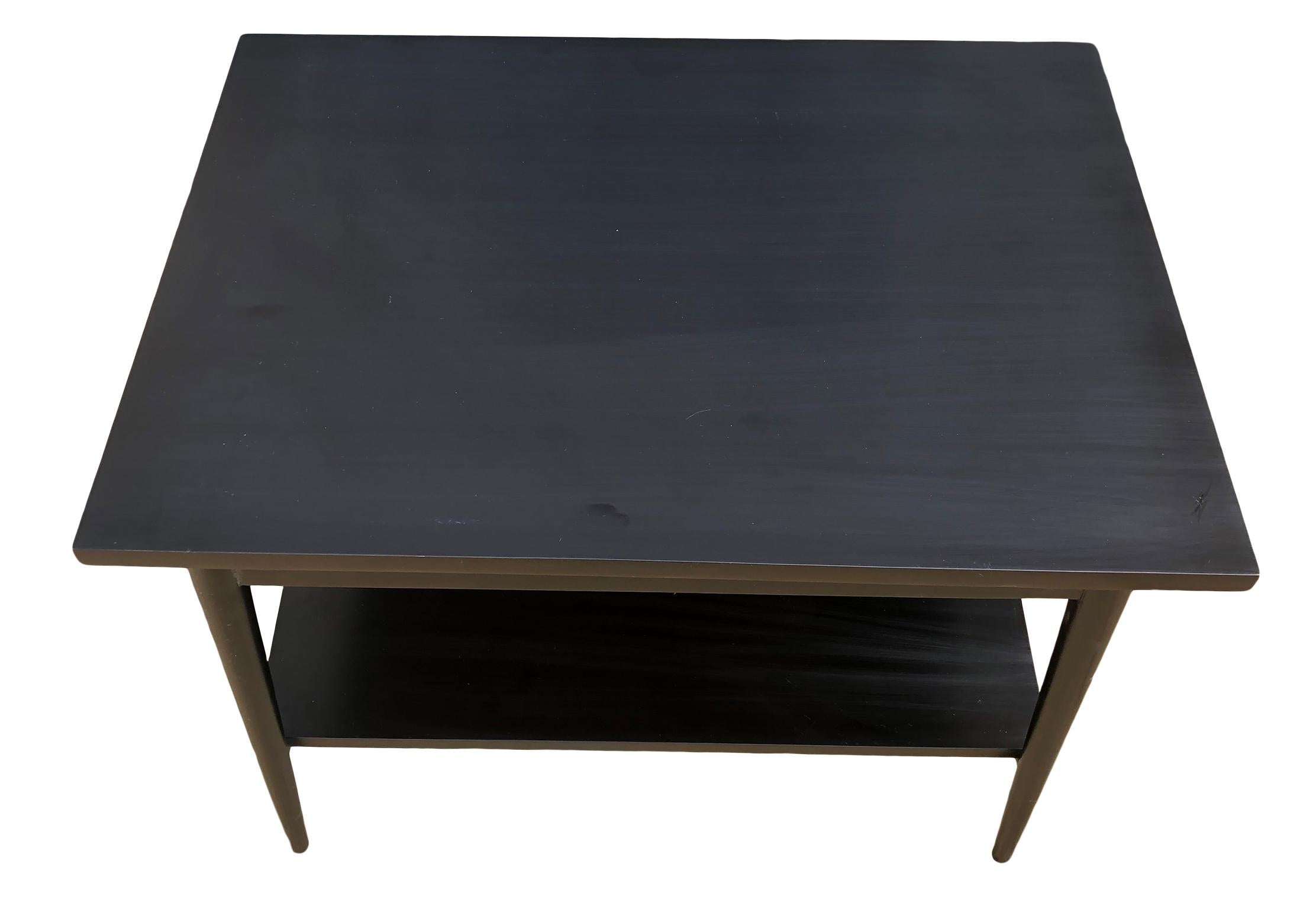 Single Midcentury Paul McCobb #1587 Nightstand Black Finish Brass Knob End Table In Good Condition In BROOKLYN, NY