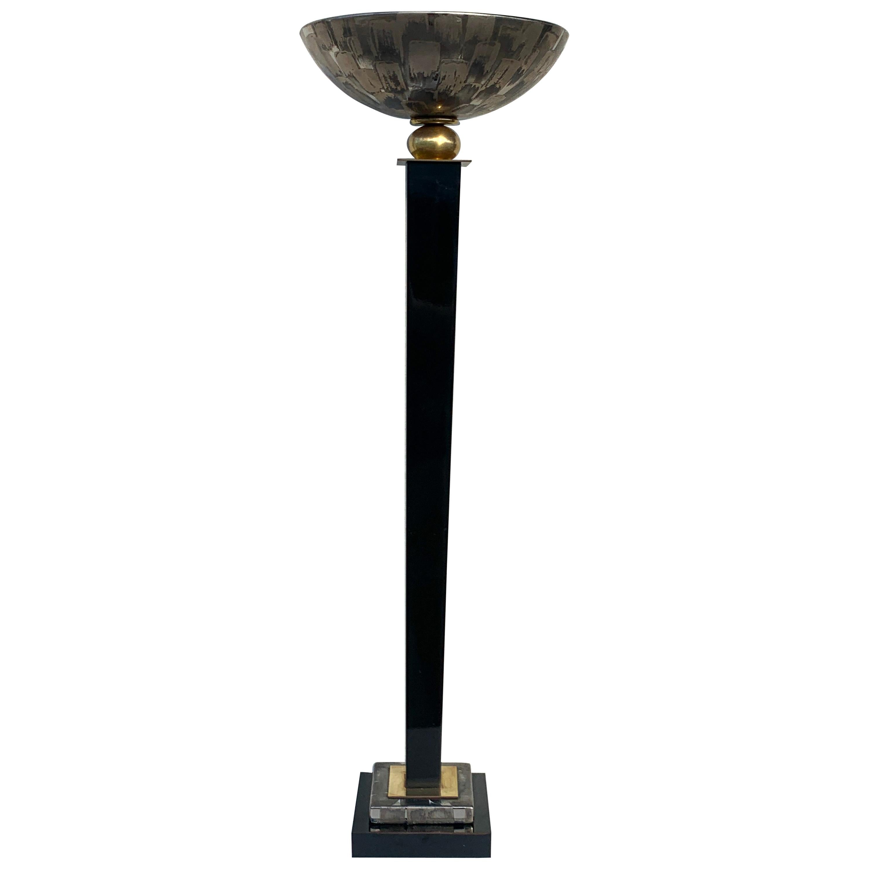 Single Midcentury Table Torchiere Lamp, Attributed to Mangani For Sale