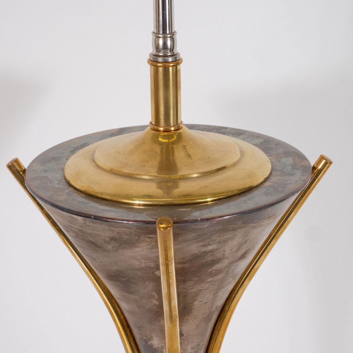 Brass Single Mixed Finish Table Lamp For Sale