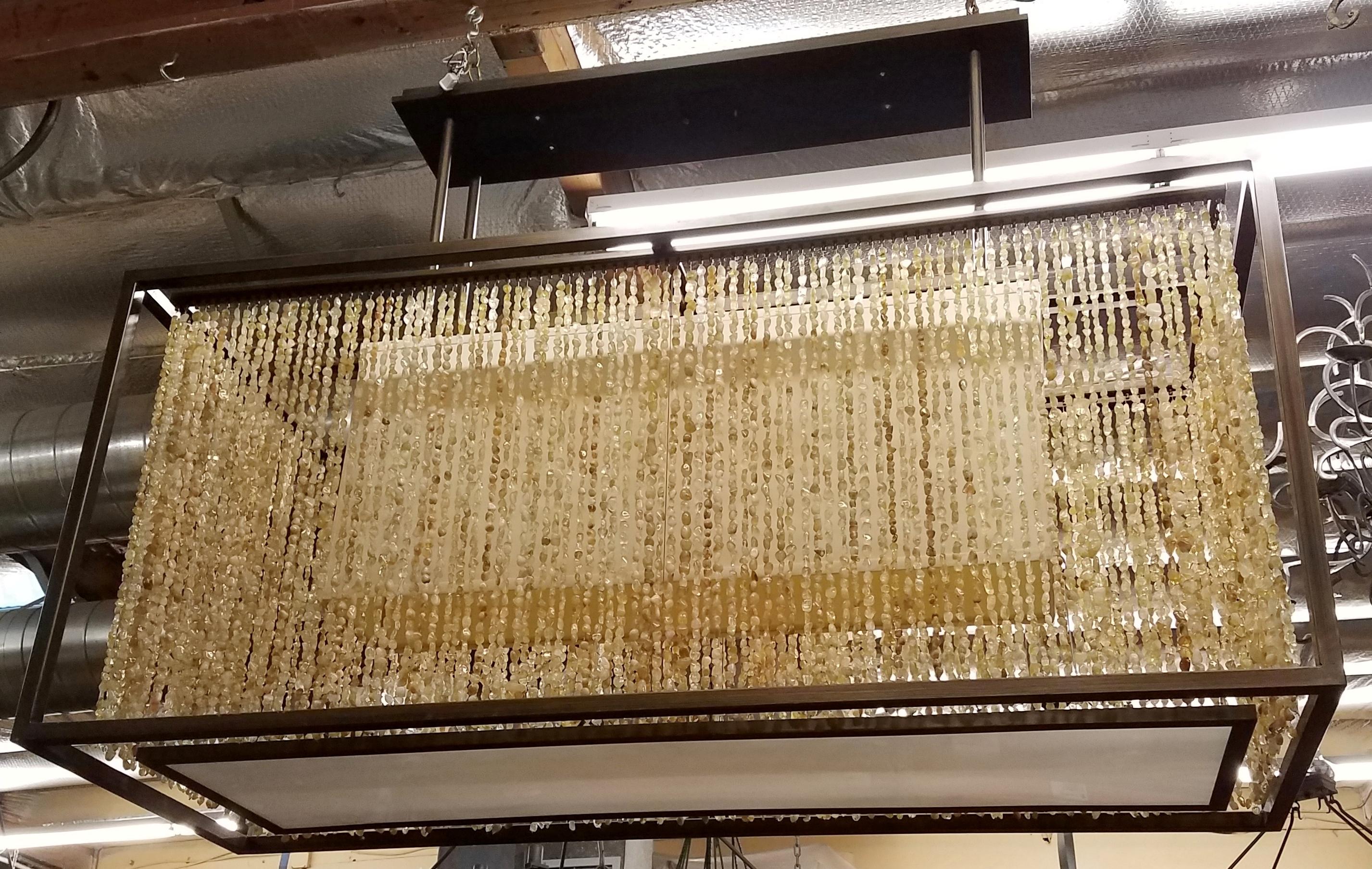 Single, Modern Citrine Strand Rectangular Chandelier 3