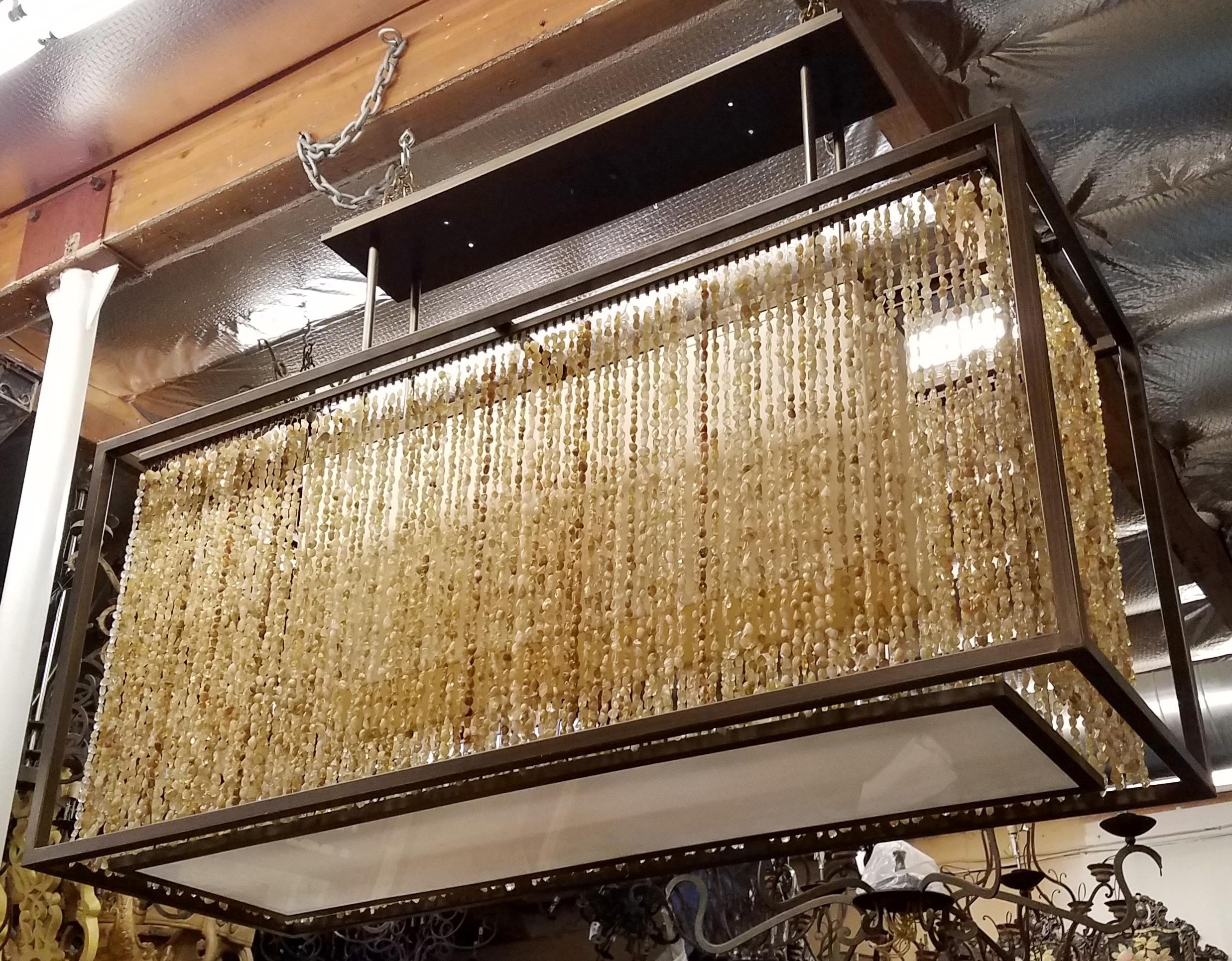 Single, Modern Citrine Strand Rectangular Chandelier 5