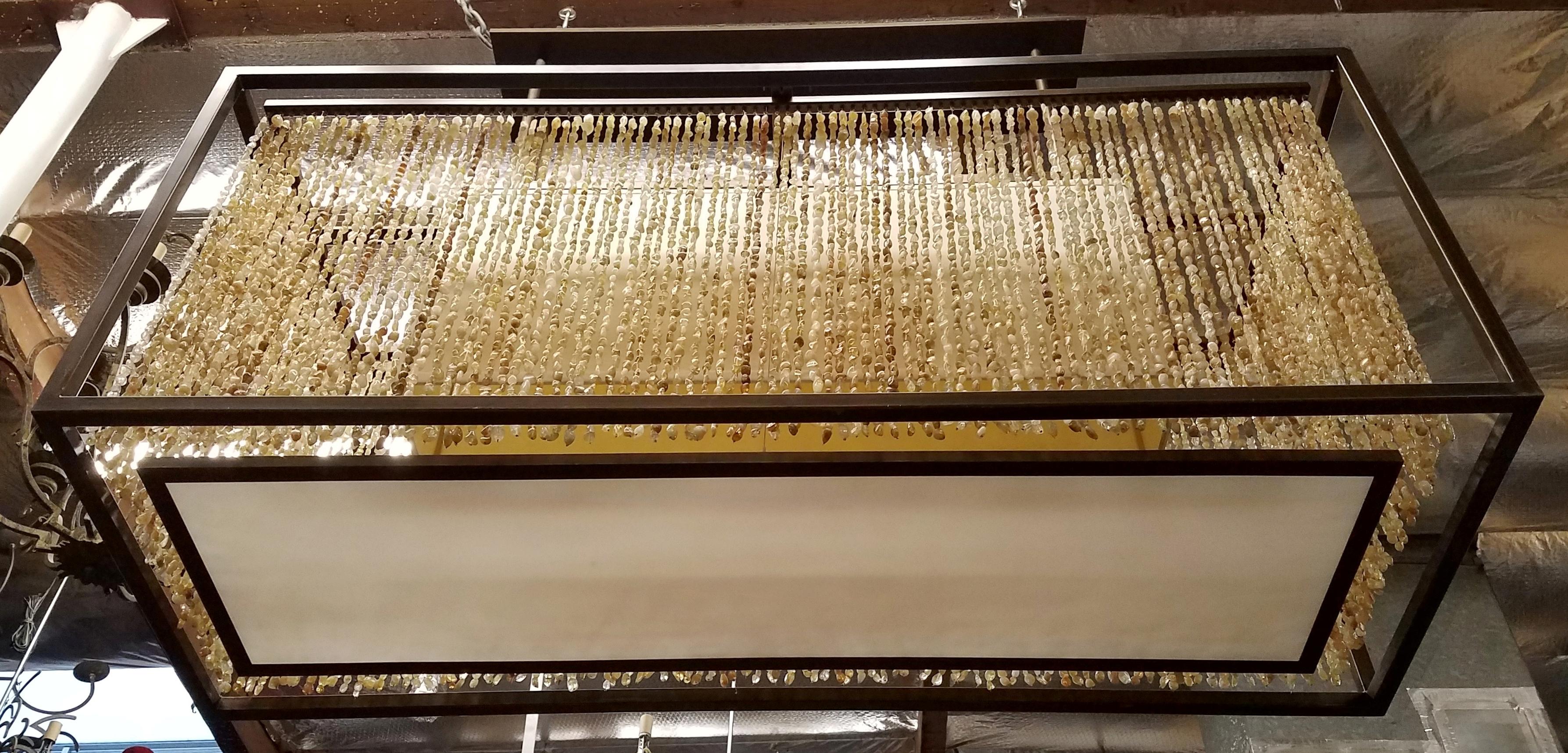 Single, Modern Citrine Strand Rectangular Chandelier 6
