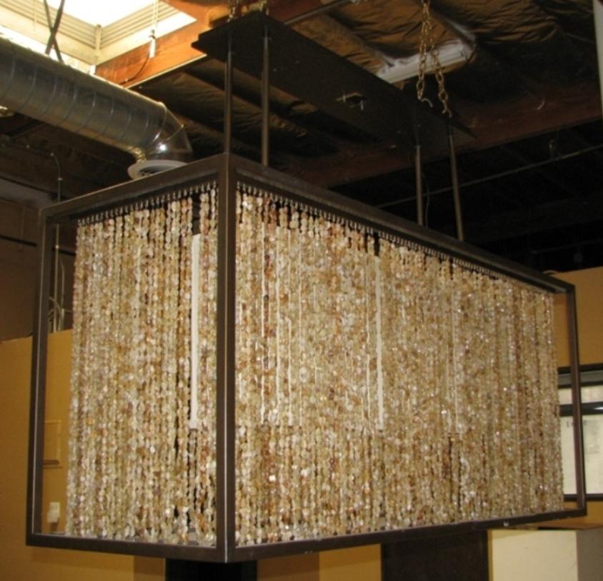 Single, Modern Citrine Strand Rectangular Chandelier 7