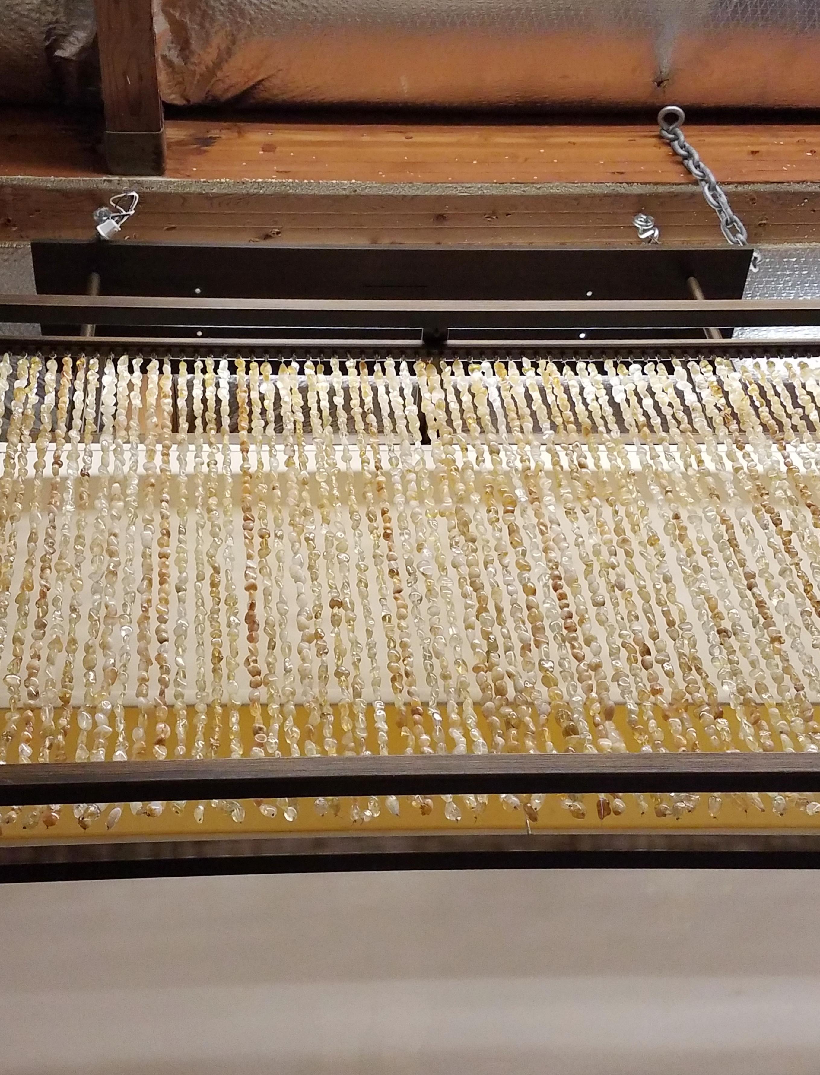 Hand-Crafted Single, Modern Citrine Strand Rectangular Chandelier