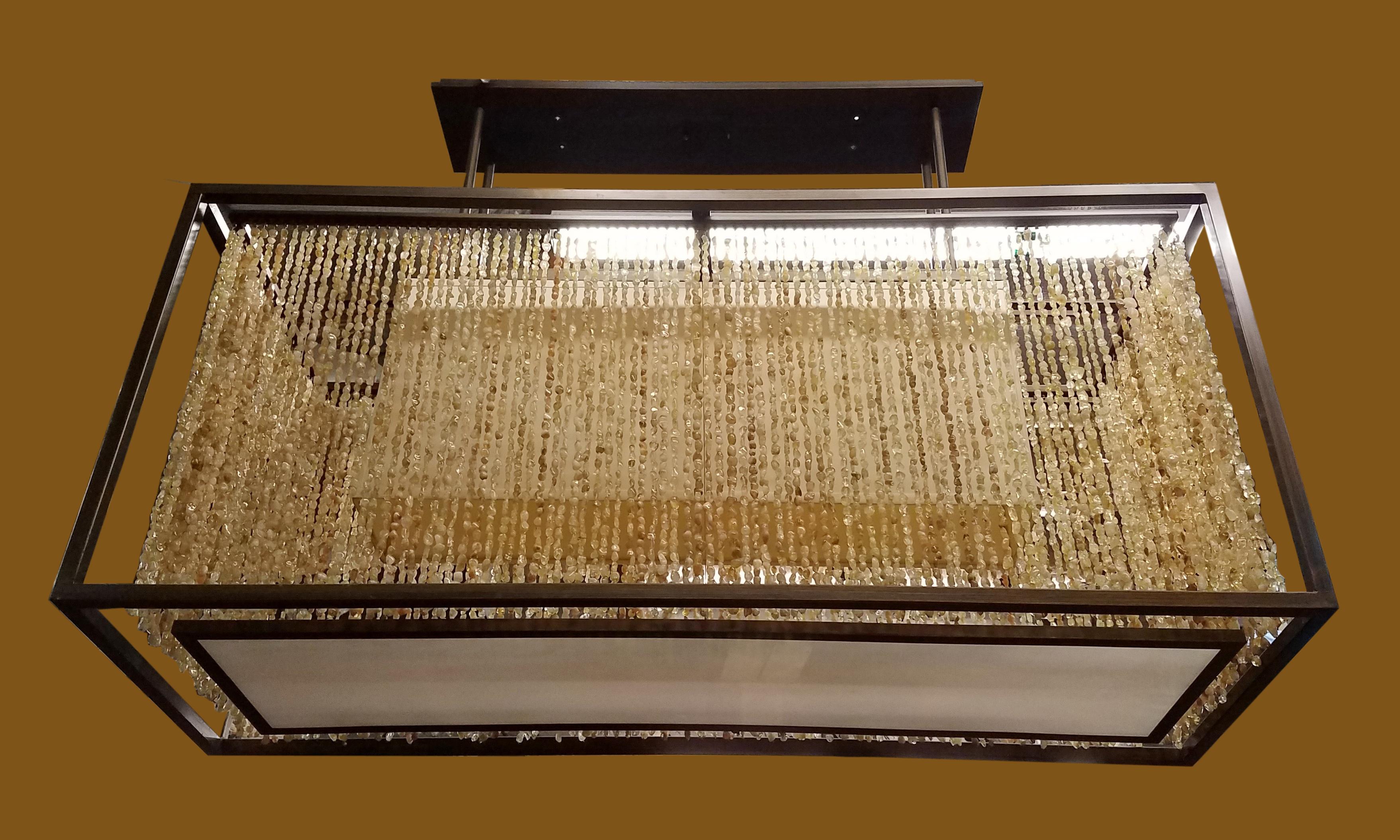 Multi-gemstone Single, Modern Citrine Strand Rectangular Chandelier