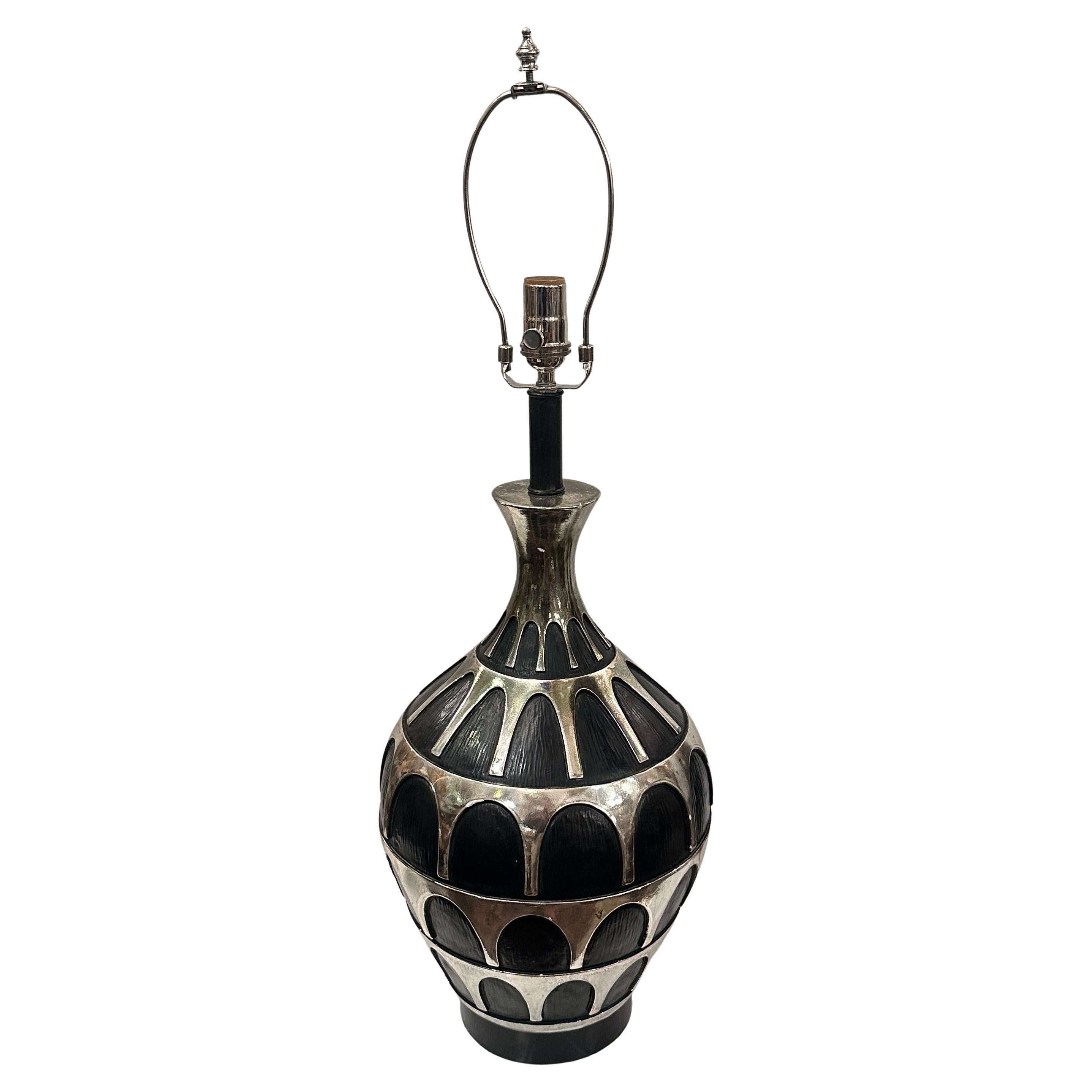 Single Moderne Silver Lamp For Sale