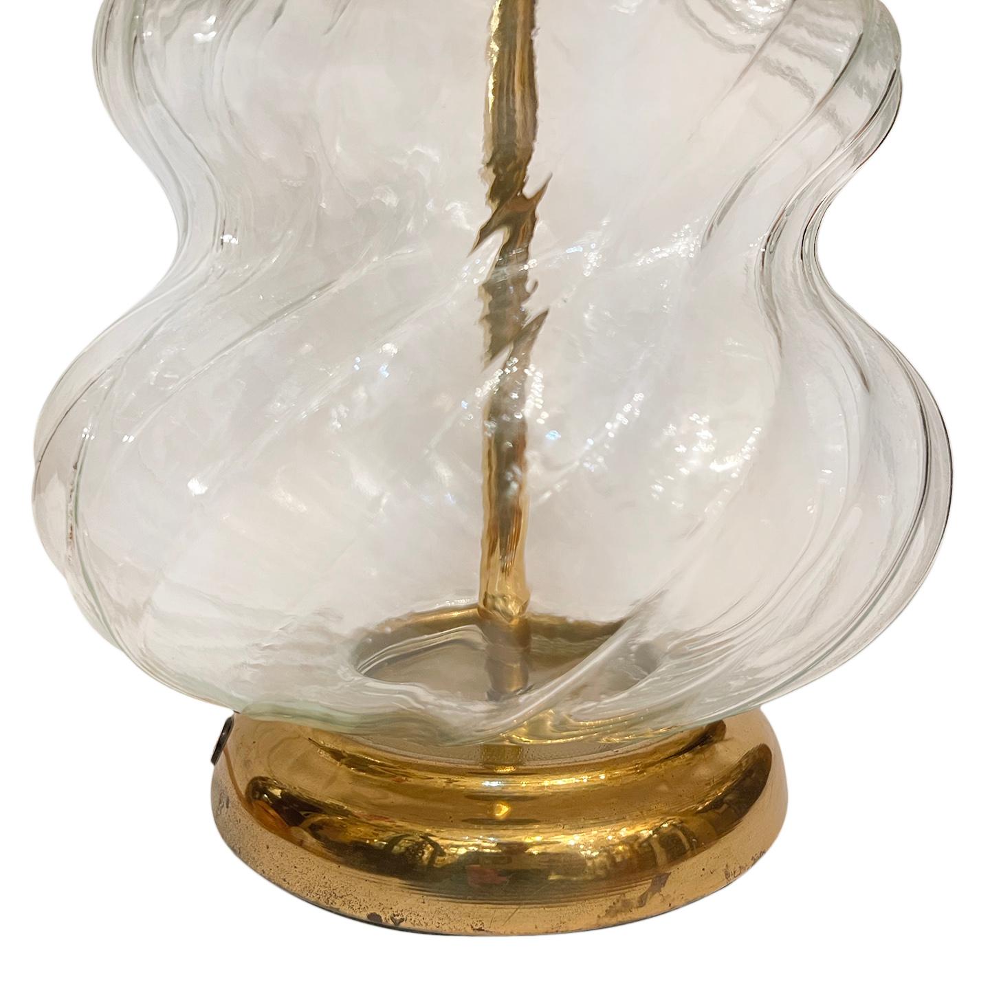 Single Molded Glass Table Lamp In Good Condition For Sale In New York, NY