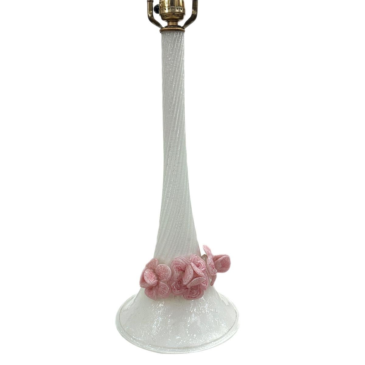 Mid-20th Century Single Murano Floral Lamp For Sale