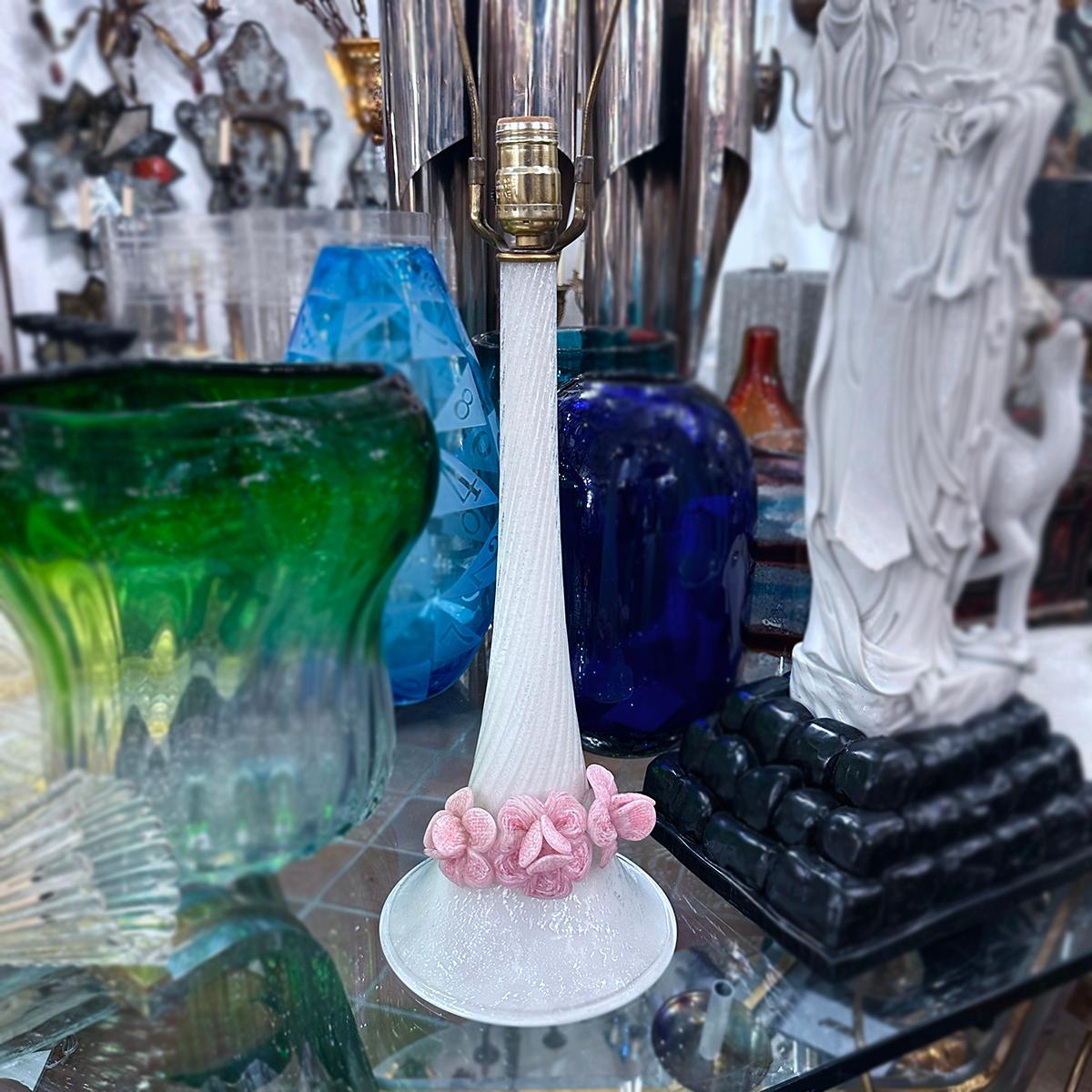 Murano Glass Single Murano Floral Lamp For Sale