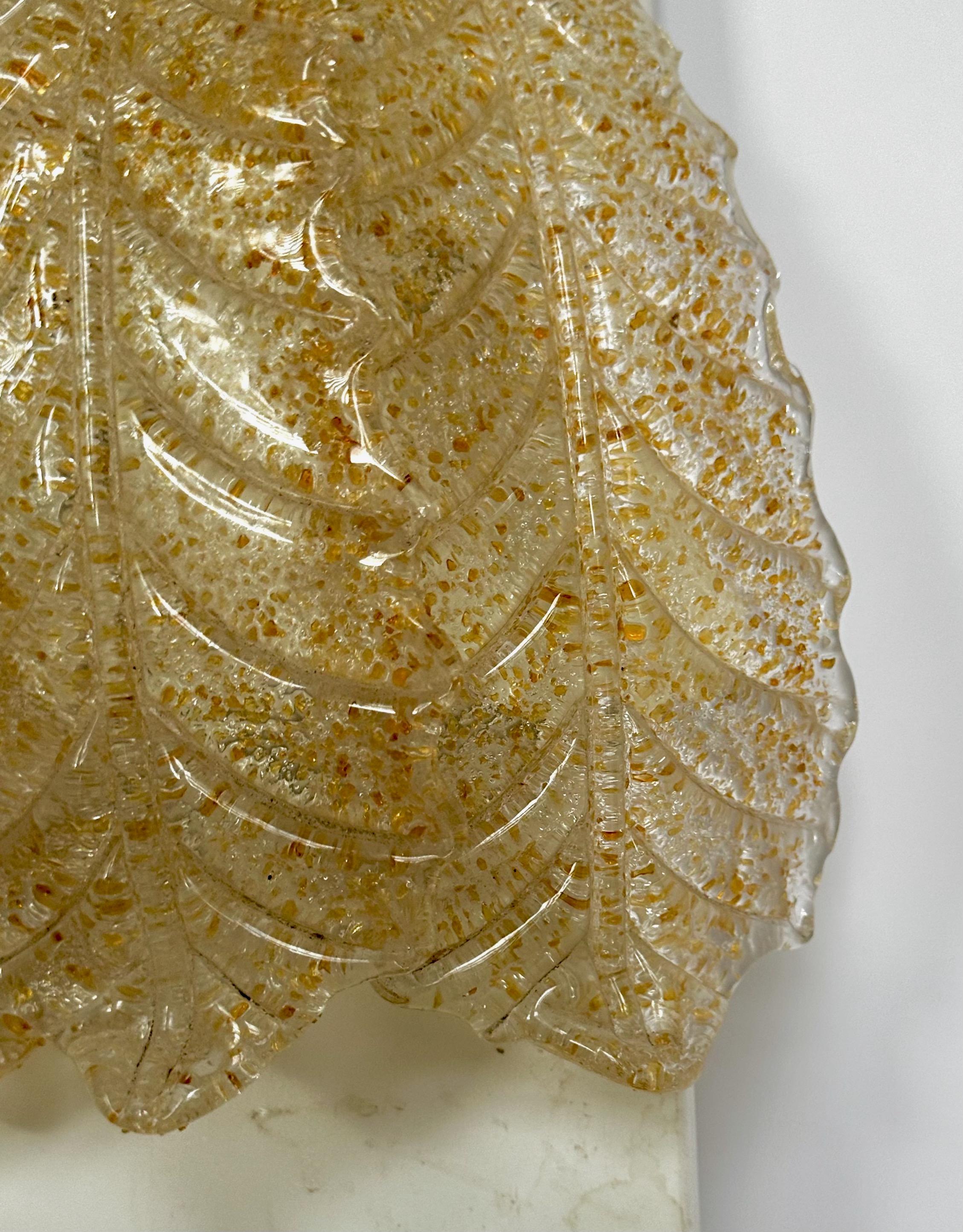 Single Murano Glass Clear & Gold Leaf Wall Sconce For Sale 8