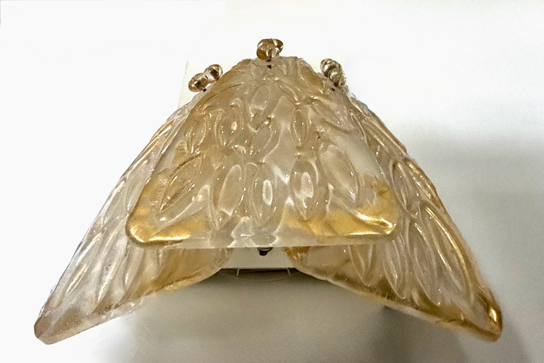 Gold Plate Single Murano Glass Clear & Gold Leaf Wall Sconce For Sale