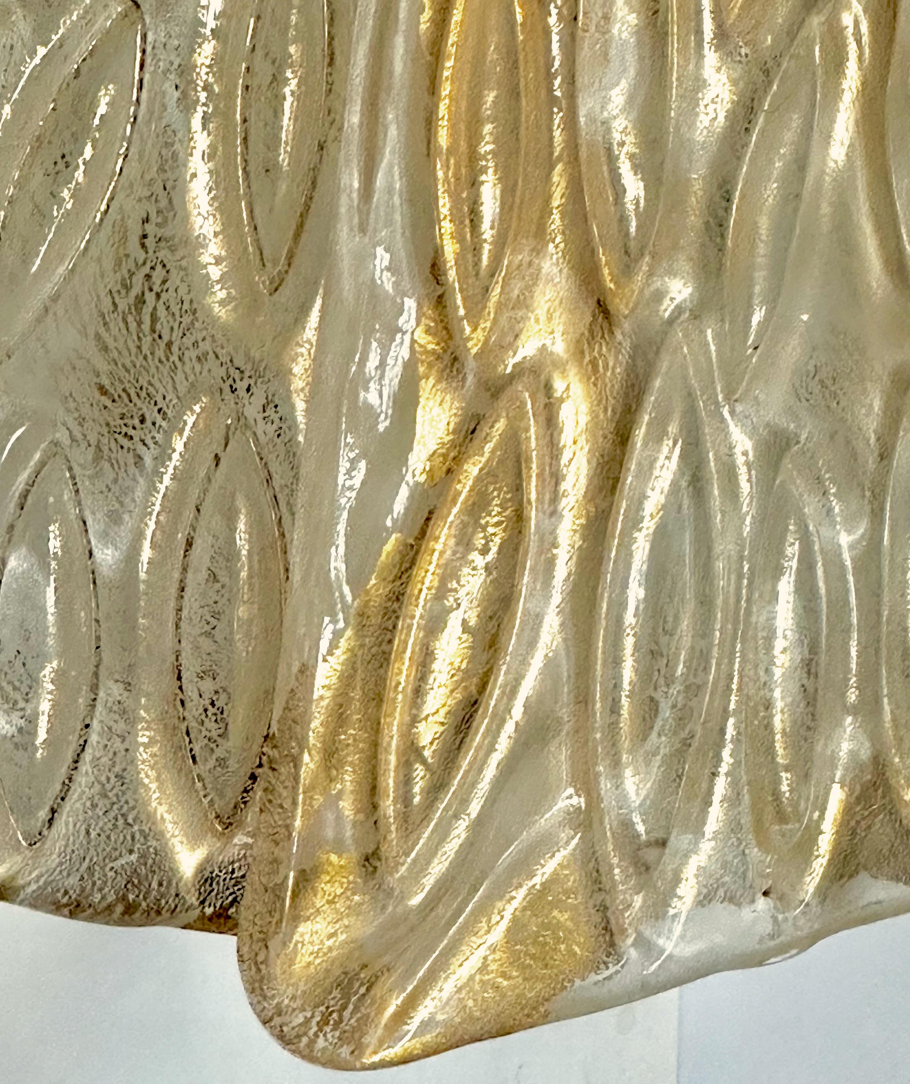 Single Murano Glass Clear & Gold Leaf Wall Sconce For Sale 3