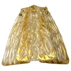 Vintage Single Murano Glass Clear & Gold Leaf Wall Sconce