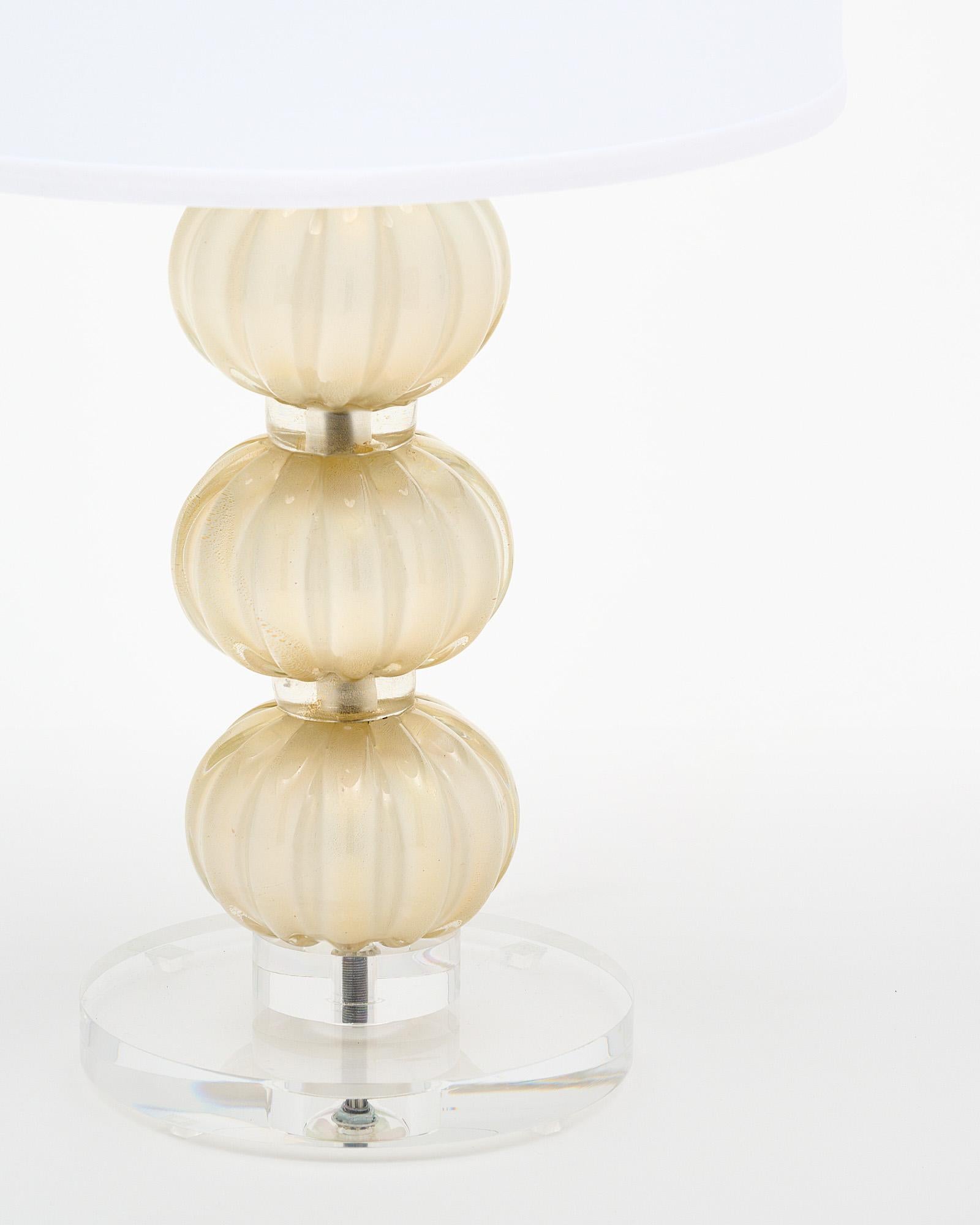 Modern Single Murano Glass Lamp with Lucite Base For Sale