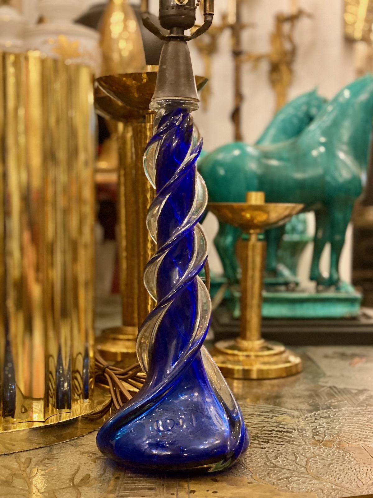 Italian Single Murano Glass Table Lamp For Sale