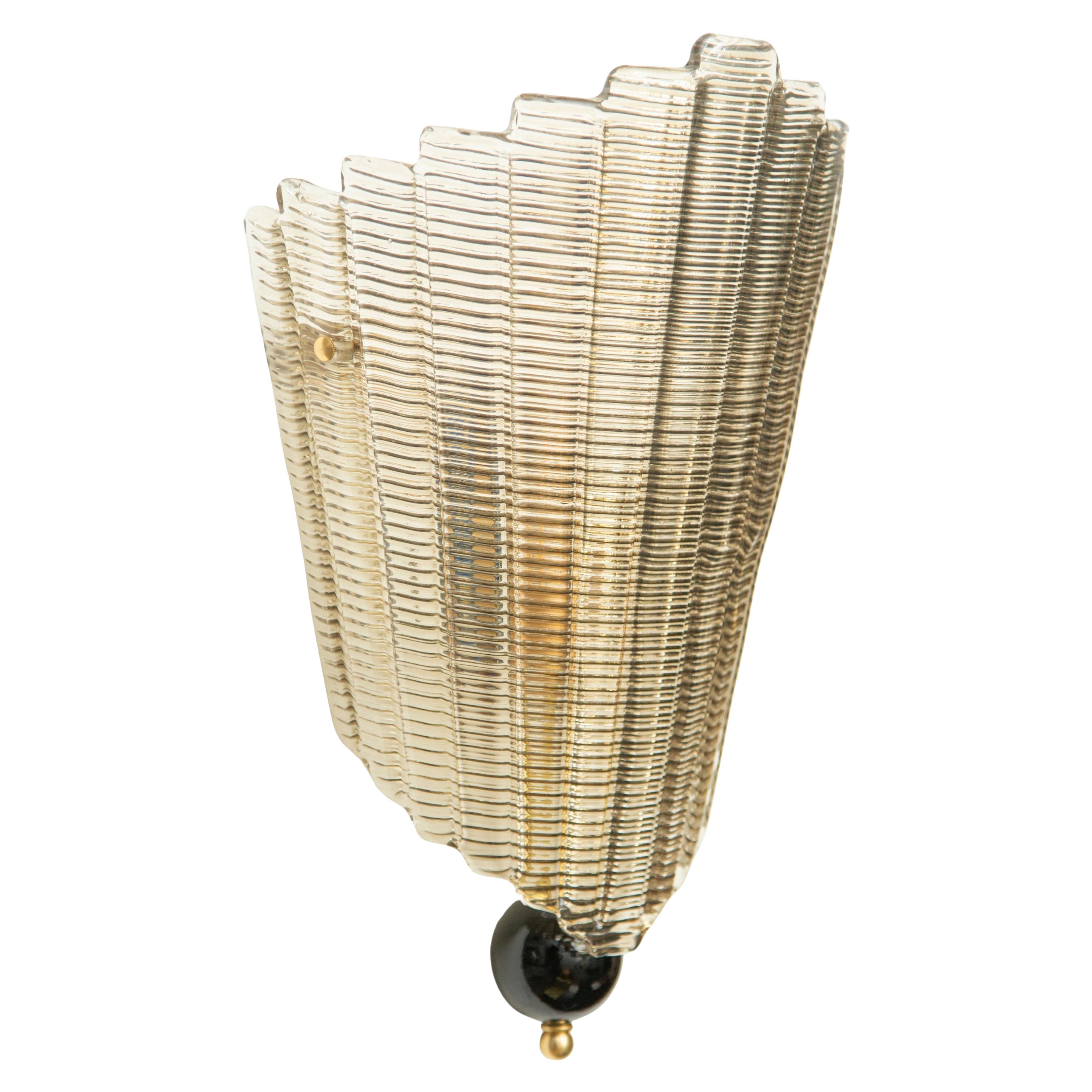Single Murano Glass Wall Sconce, Art Deco Style, in Stock For Sale