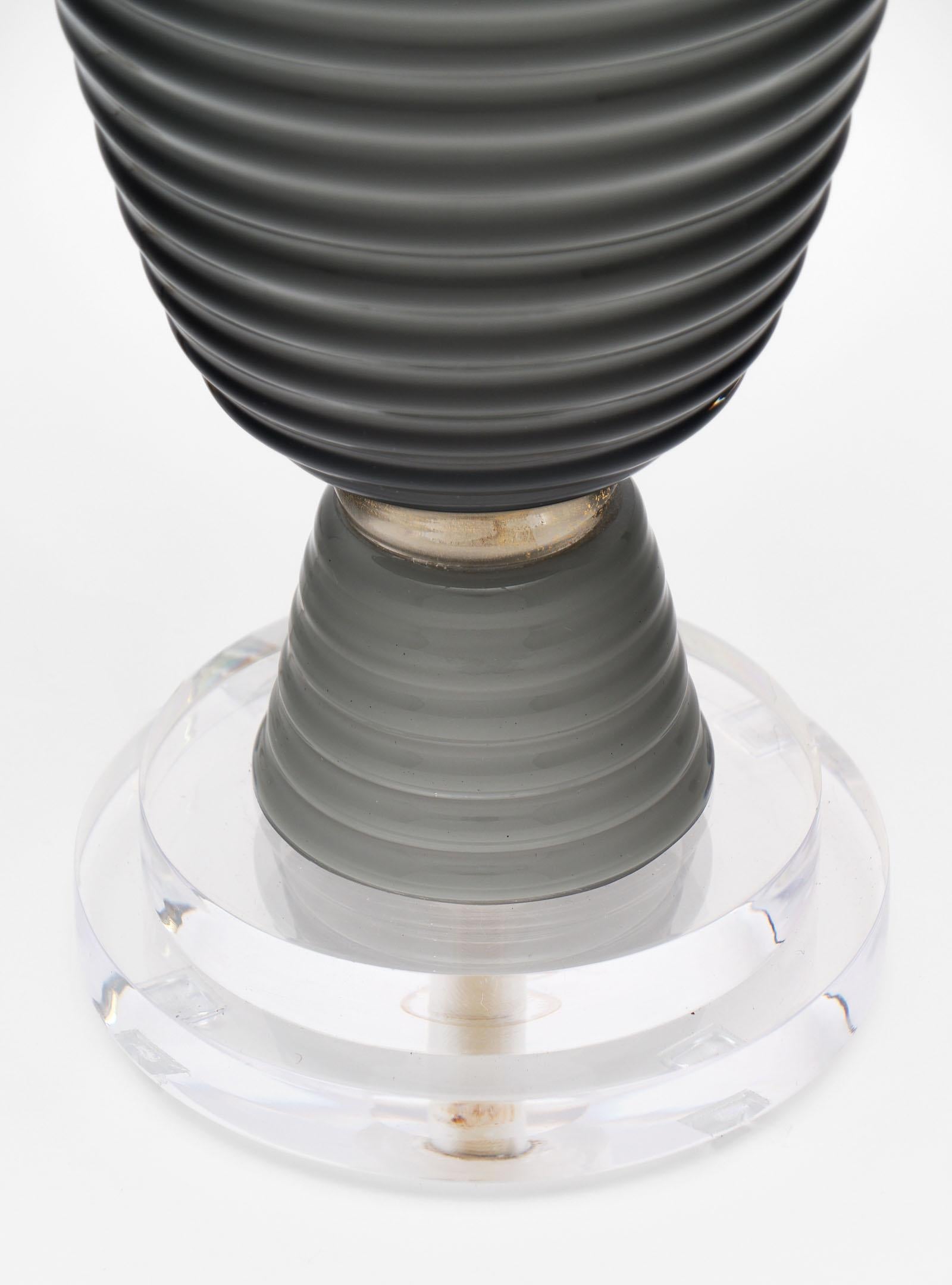 Modern Single Murano Gray Glass Lamp