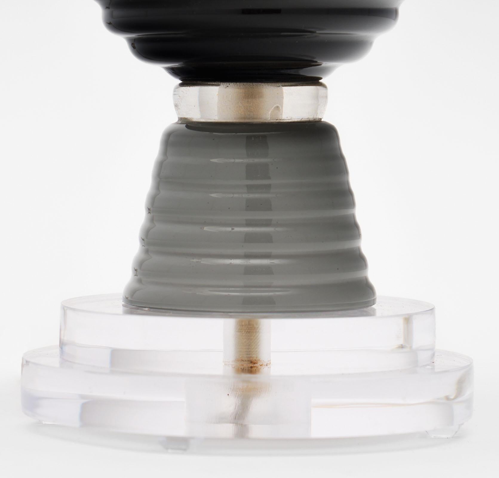 Contemporary Single Murano Gray Glass Lamp