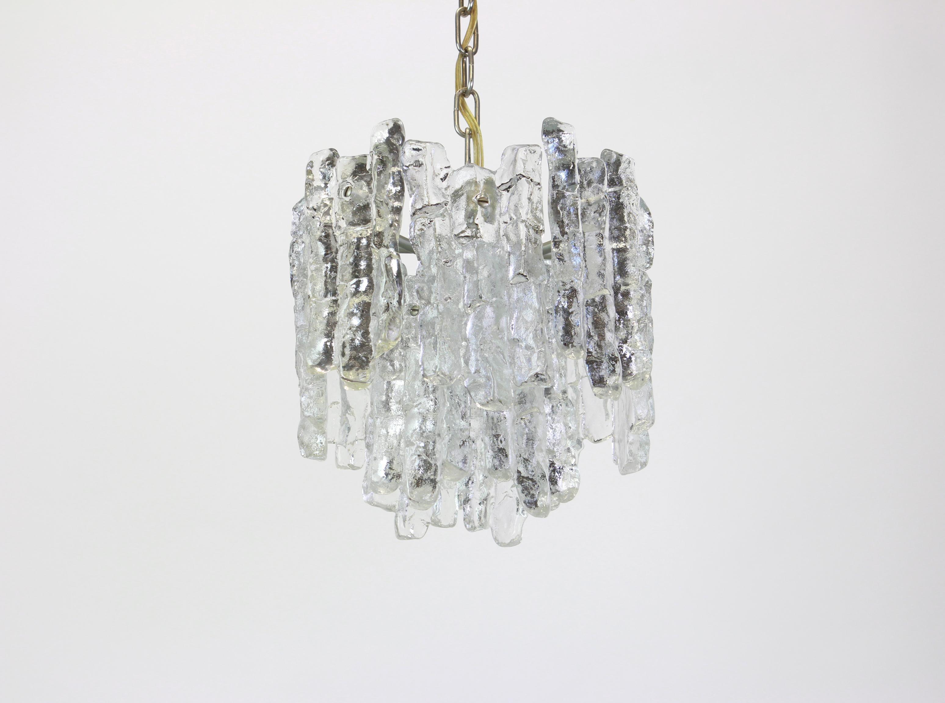 Austrian Single Murano Ice Glass Pendants by Kalmar, Austria, 1960s For Sale